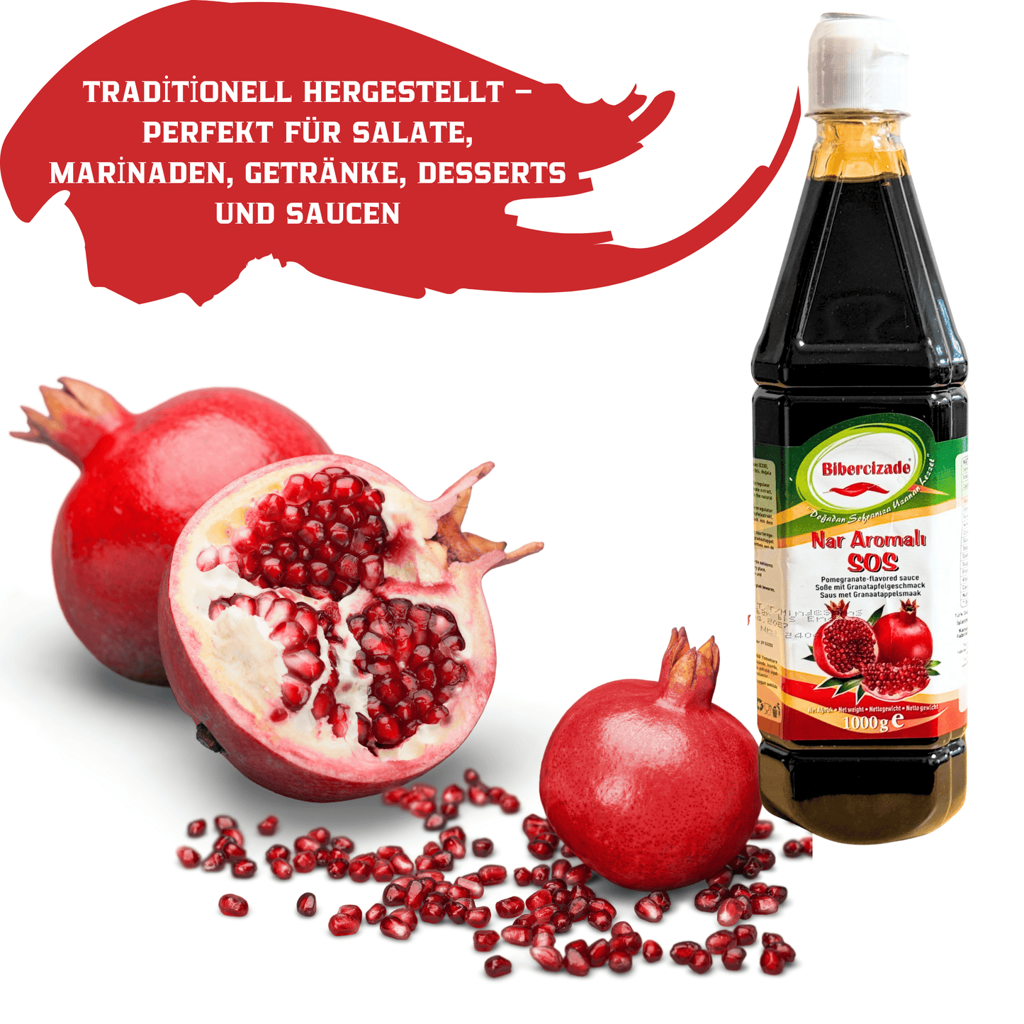 XXL Aile Boyu Nar Şurubu 1000g – Nar Sosu, Vegan | Geleneksel Yöntemlerle Üretilmiş – Salatalar, Marinatlar, İçecekler, Tatlılar ve Soslar İçin Mükemmel - Nar Eksisi (1000g Nar Sosu) 