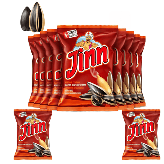 12 x 250g Jinn Geröstete Sonnenblumenkerne mit Schale, ungesalzen - 1 Karton | Perfekt für Snacks und Pausen | Ohne Zusatzstoffe, Natürlich | 100% Frisch und Knusprig (12 Stück, Ungesalzen)