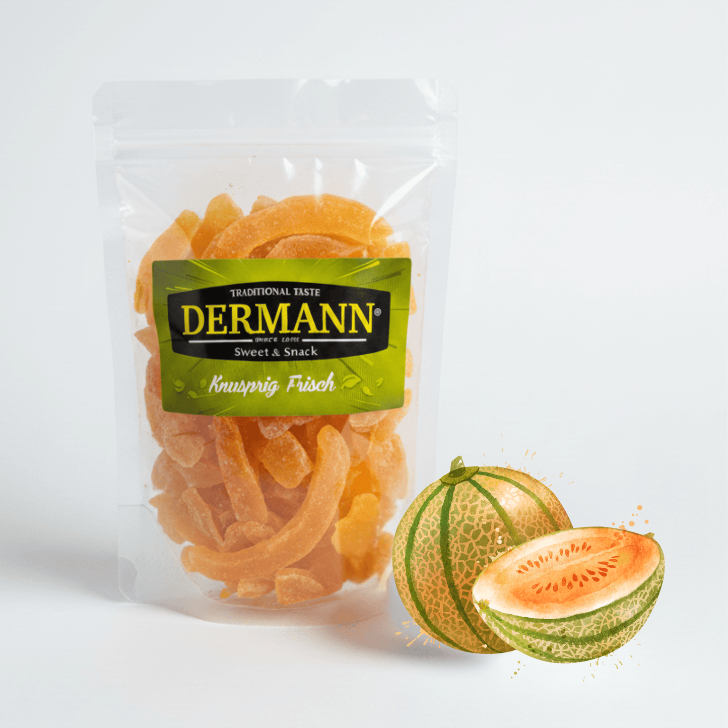 Türkiye'den Şekerlenmiş Kavun Parçaları 500g | Sulu, meyvemsi ve aromatik | Kamış şekeriyle yapılmış doğal atıştırmalık, ara öğün veya sos olarak ideal (kavun) 