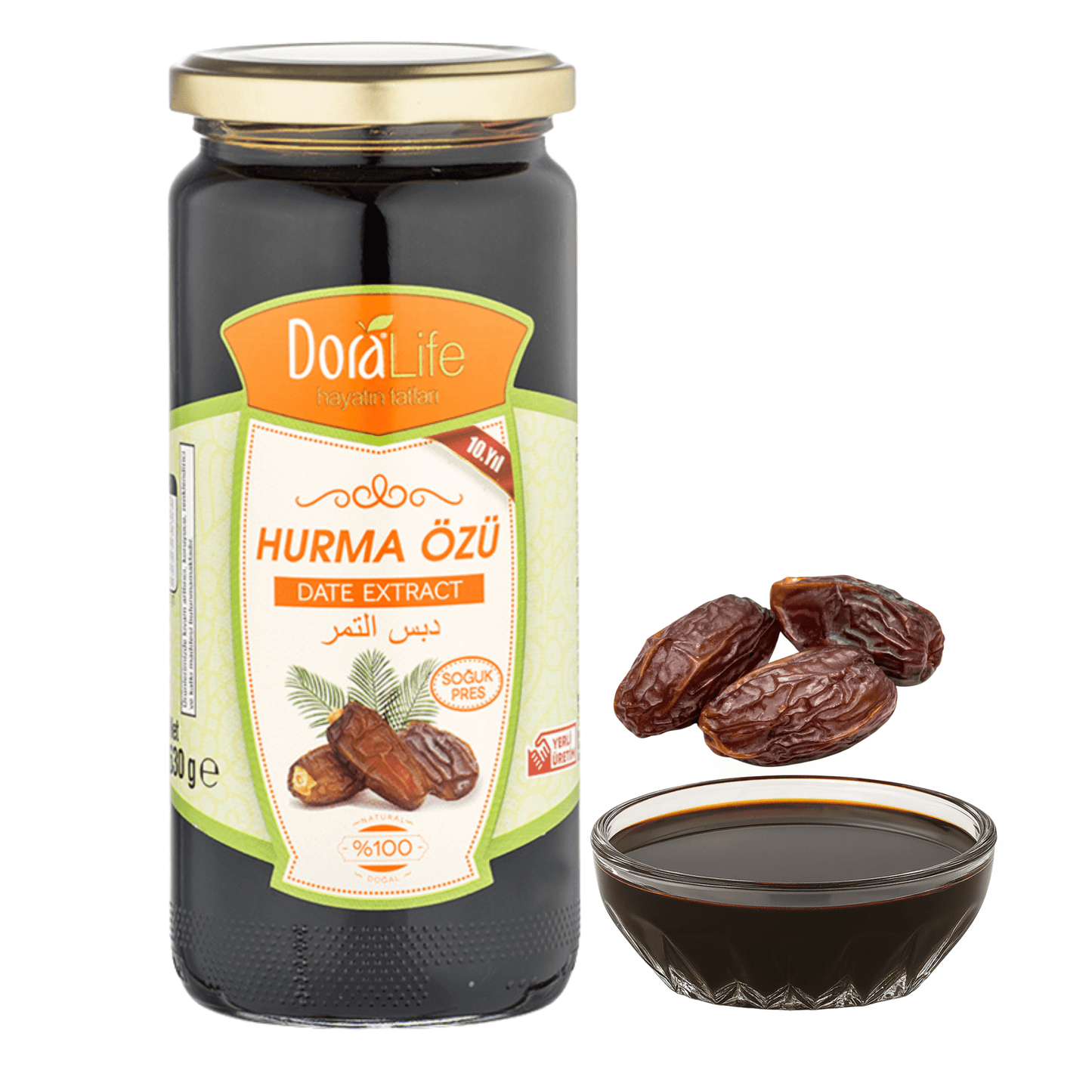 100% Reines Dattelsextrakt - Sirup 640g – 100% Naturrein, Kaltgepresst, Zuckerfrei, Ohne Zusatzstoffe, Traditionell Hergestellt, Vegane Energiequelle, Dattel-Extrakt (Dattel-Extrakt)
