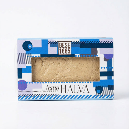 Köstliche Halva aus der Türkei 227 g – Zuckerfreie Tahin-Halva mit Dattel-Extrakt– 60% Sesampaste – Glutenfrei – Ohne Glukosesirup, Palmöl & künstliche Süßstoffe – Halwa (Klassisch)