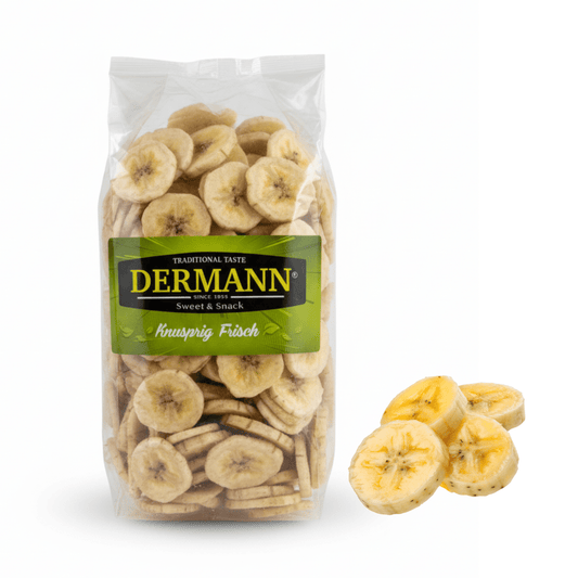 Knusprige Bananenchips 500g – natürlich süß & schonend getrocknet | mit Kokosöl veredelt und leicht gezuckert | idealer Snack für zwischendurch und für Quark, Müsli oder Joghurt