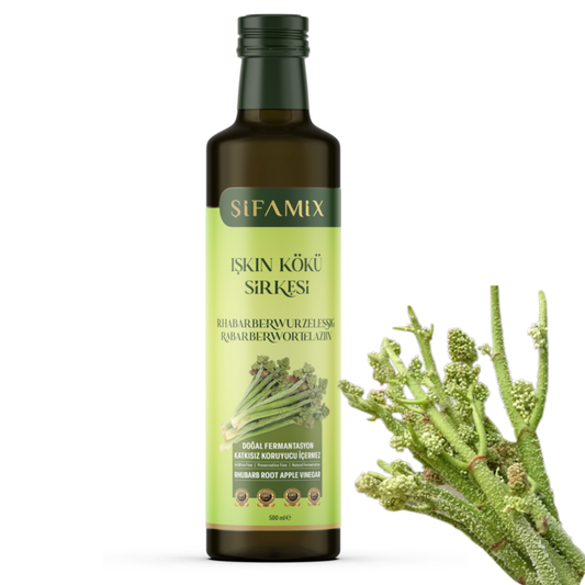 Premium Qualität Rhabarberwurzelessig 500ml – 100% echter Essig – Rheum Ribes - Işgın Kökü Sirke, ohne jegliche Zusätze – natürliche Fermentation (500 Ml, Rhabarberwurzelessig)