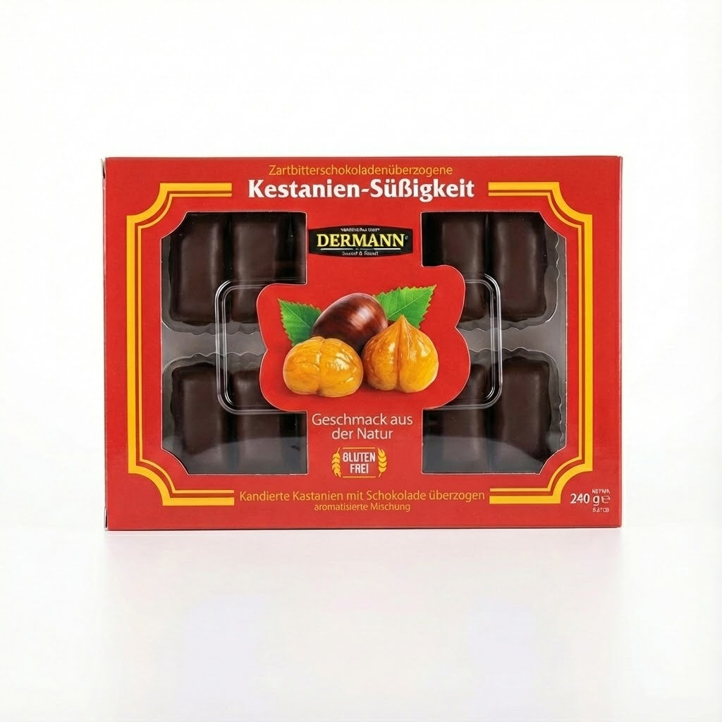 240 gr Türk Kestane Şekeri (kestane aromalı şeker), bitter şekerleme ile kaplanmış – %30 kestane içeriği – Tek tek paketlenmiş – Tekrar kapatılabilir ambalaj – Oryantal tatlılar 