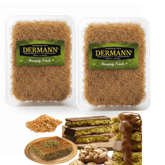 2 Packungen Kadayif-Paste à 200 g, ideal für Dubai-Schokolade, Baklava, Knafeh oder als knuspriges Topping für Eis (Kadayif 2 × 200 g)