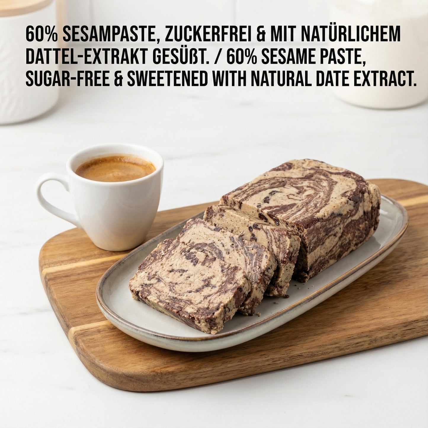 Köstliche Halva aus der Türkei 227 g – Zuckerfreie Tahin-Halva mit Dattel-Extrakt– 60% Sesampaste – Glutenfrei – Ohne Glukosesirup, Palmöl & künstliche Süßstoffe – Halwa (Kakao)
