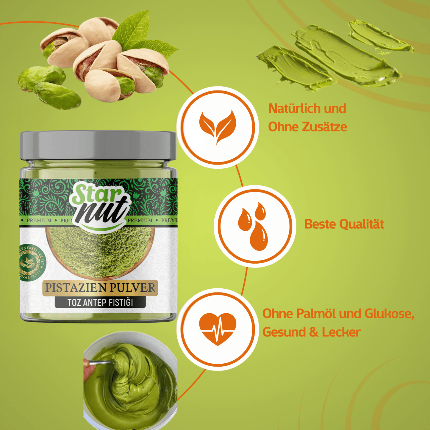 75g Antep Pistachio Powder in a resealable glass jar – Finely ground from Gaziantep, Türkiye – Intensely Aromatic – Premium &amp; Natural – No Additives 