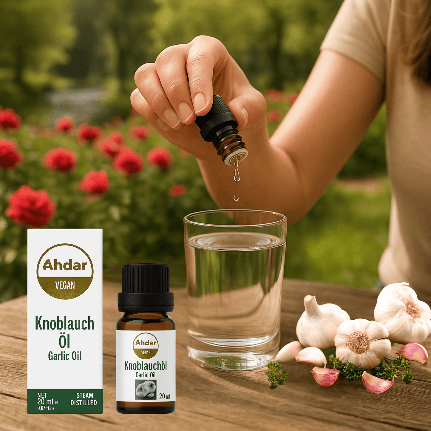 Premium sarımsak yağı 20 ml, %100 saf, katkı maddesi içermez ve ışıktan korunan cam şişede soğuk pres yöntemiyle üretilmiştir. Masaj, bakım ve yemek yapımında kullanıma uygun %99 oranında gerçek sarımsak yağıdır. 