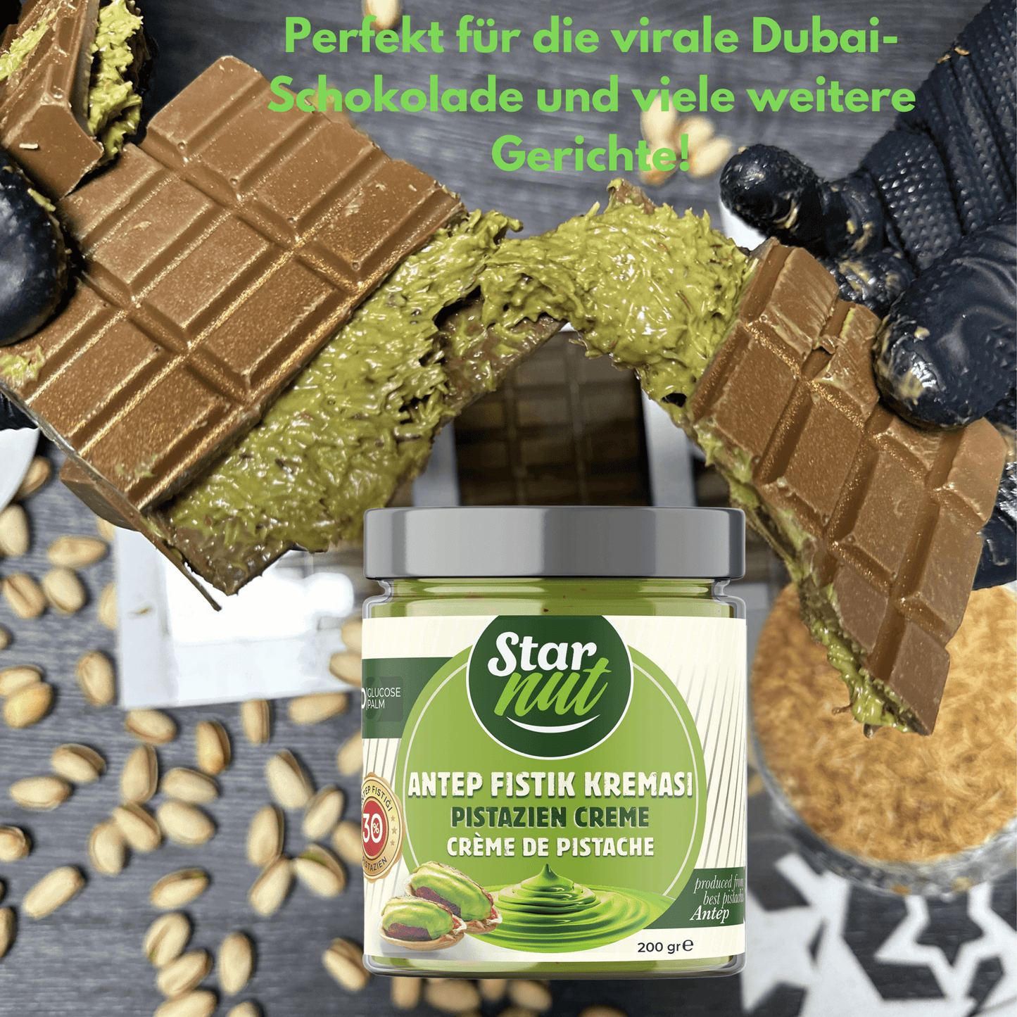 Natural pistachio cream made from premium pistachios | 200 g | For viral Dubai chocolate and all dishes | Pistachio paste | Pistachio butter | Palm oil and glucose free, contains 30% pistachios
