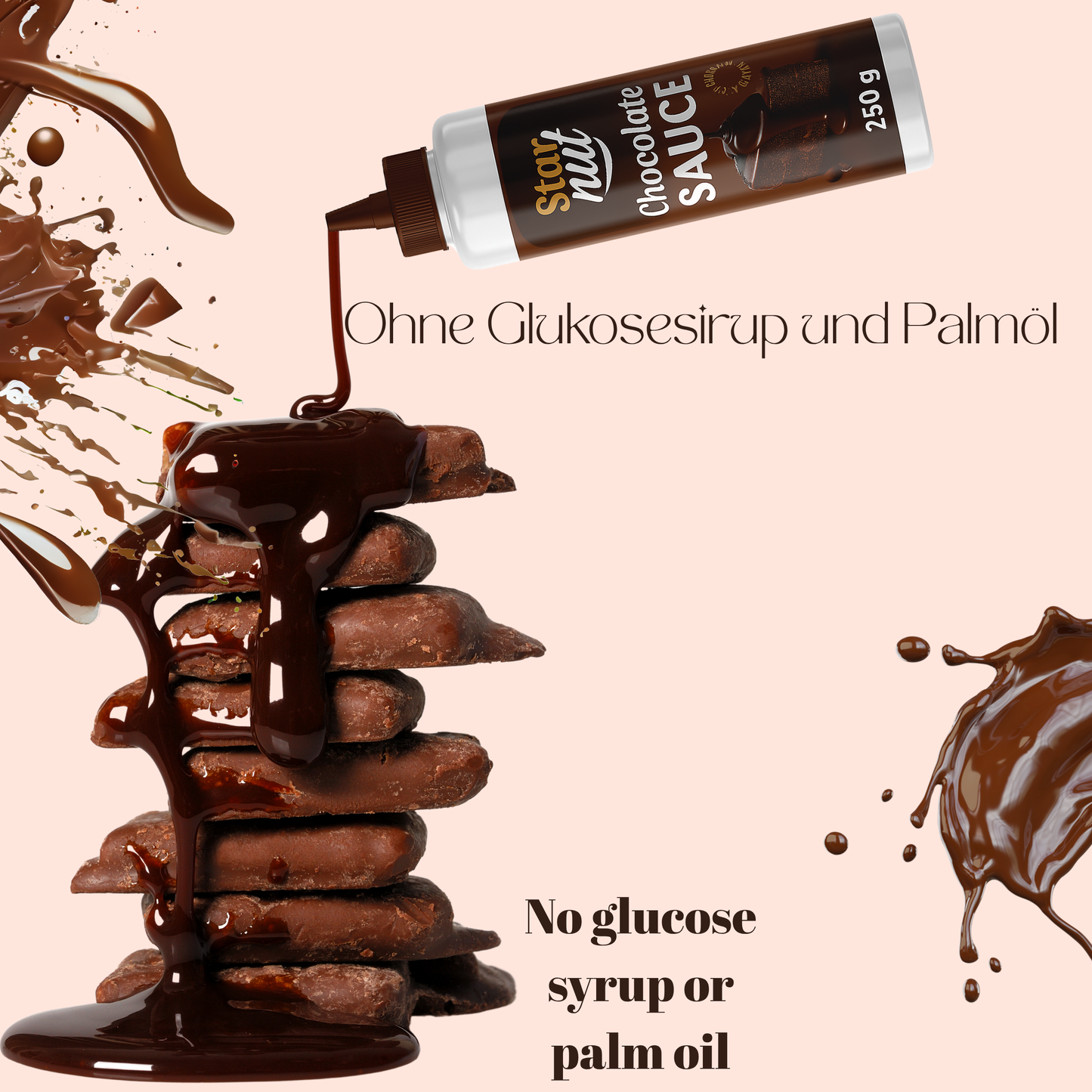 Dessert Sauce Schokolade, Topping 250 g – Premium Qualität – Perfekt als Topping für Eis, Kuchen, Waffeln, Pancakes, Crêpes, Kaffee, Desserts Schoko– Ohne Palmöl & Glukosesirup (250g Schoko Traum)