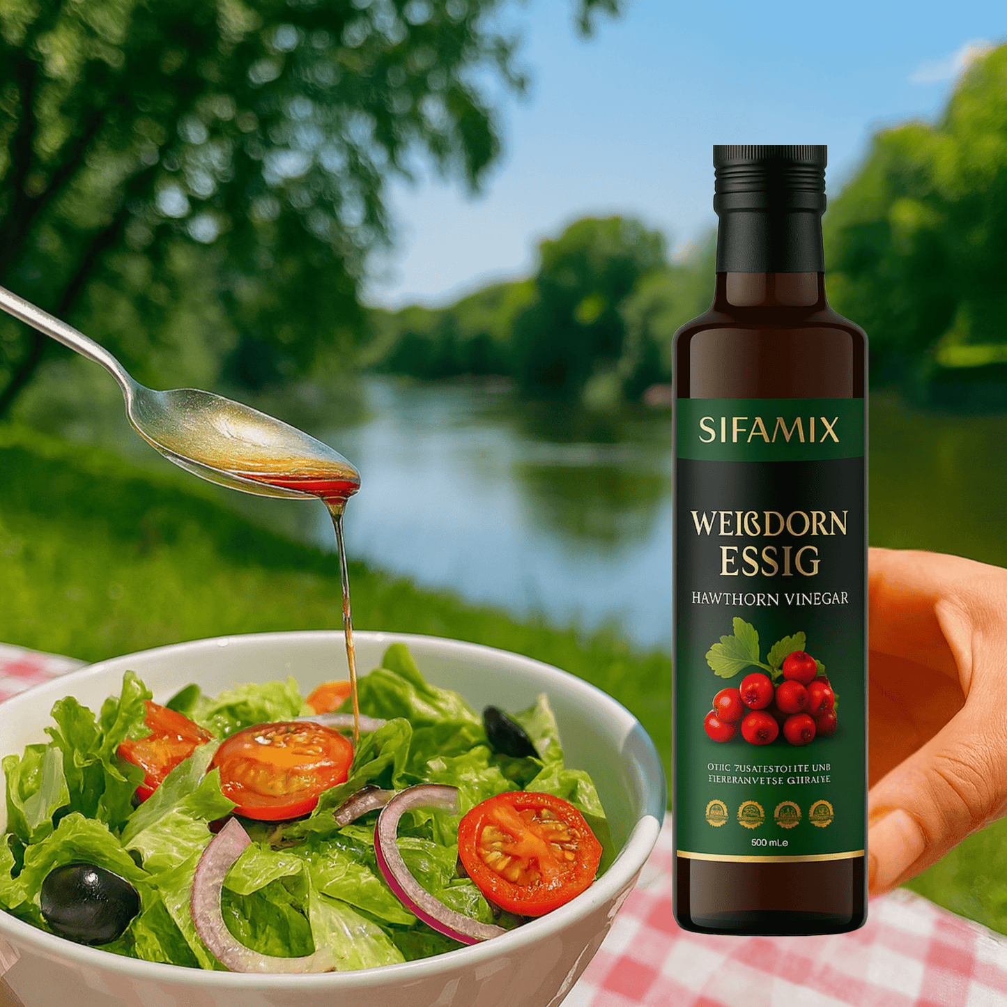 Premium Qualität Weißdornessig 500ml – 100% echter Essig, Mit 20% echten Weißdornfrüchten – kombiniert mit 100% naturreinem Essig – ohne Zusätze – natürliche Fermentation (500 Ml, Weißdornessig)