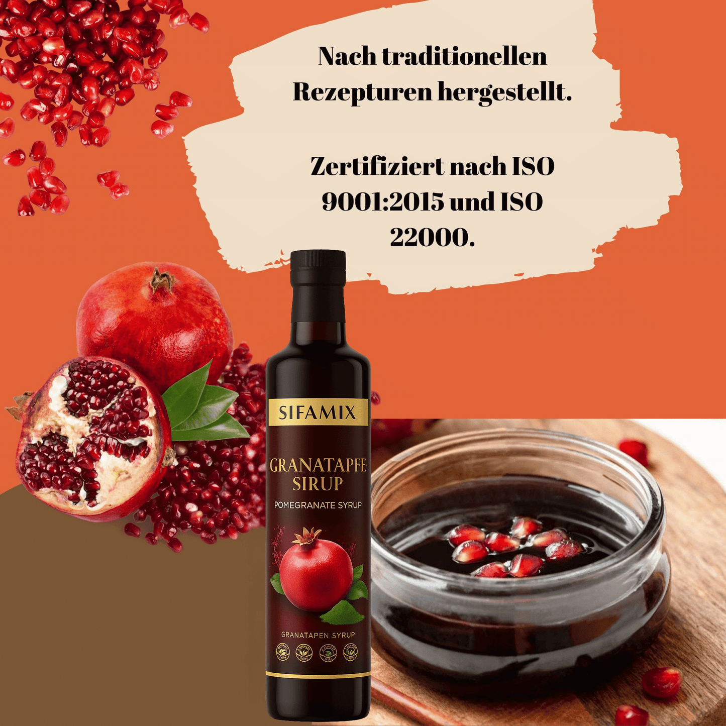 340g Pomegranate Syrup – 100% Pure Pomegranate Essence from Sun-Ripened Turkish Pomegranates | Pomegranate Molasses, Vegan, Gluten-Free &amp; No Additives (1 Bottle of Pomegranate Syrup) 