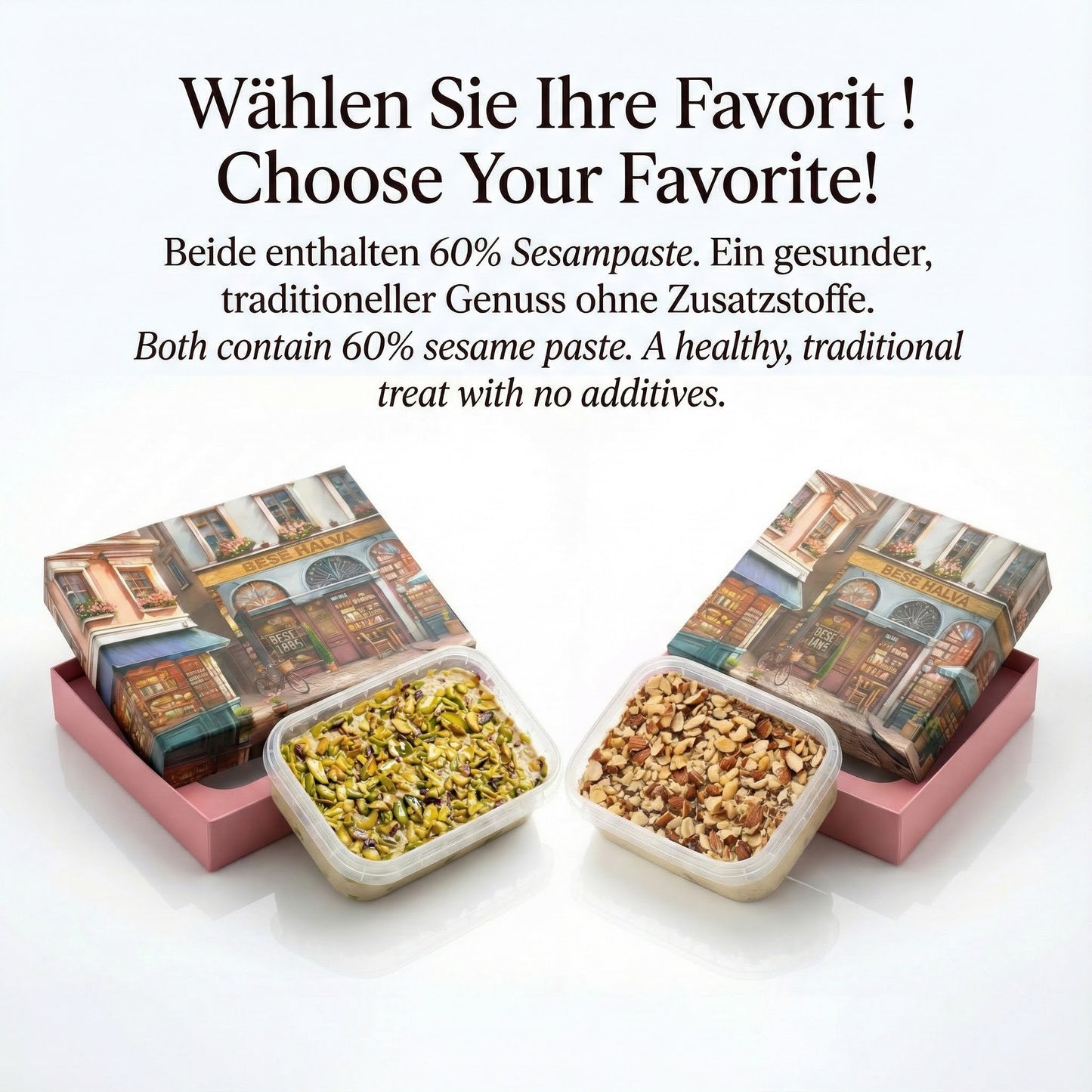 Delicious halva from Turkey 350g – Tahini halva – 52% sesame paste – Gluten-free – No glucose syrup, palm oil &amp; artificial sweeteners – Halva (Gift bag – Pistachios) 