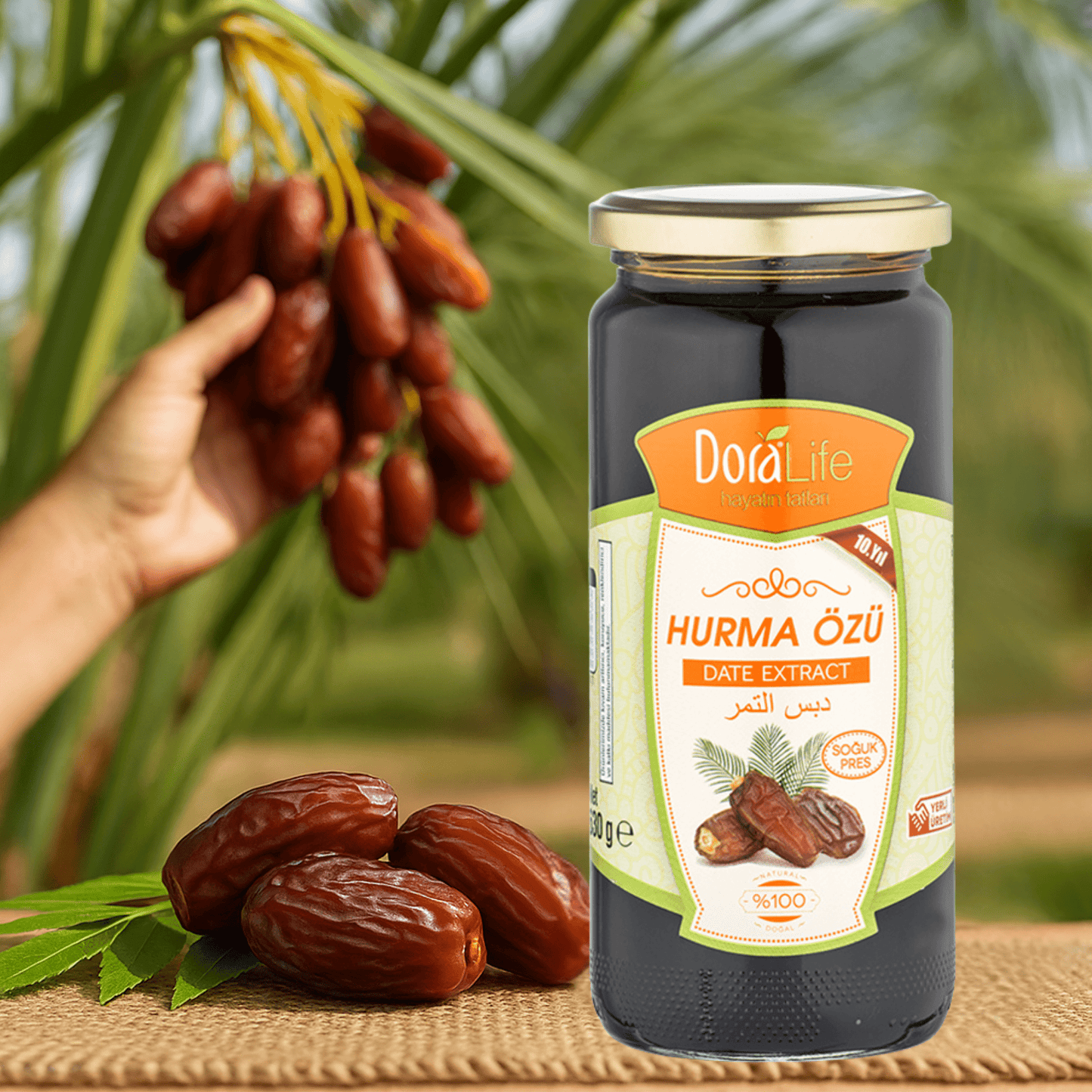 100% Reines Dattelsextrakt - Sirup 640g – 100% Naturrein, Kaltgepresst, Zuckerfrei, Ohne Zusatzstoffe, Traditionell Hergestellt, Vegane Energiequelle, Dattel-Extrakt (Dattel-Extrakt)