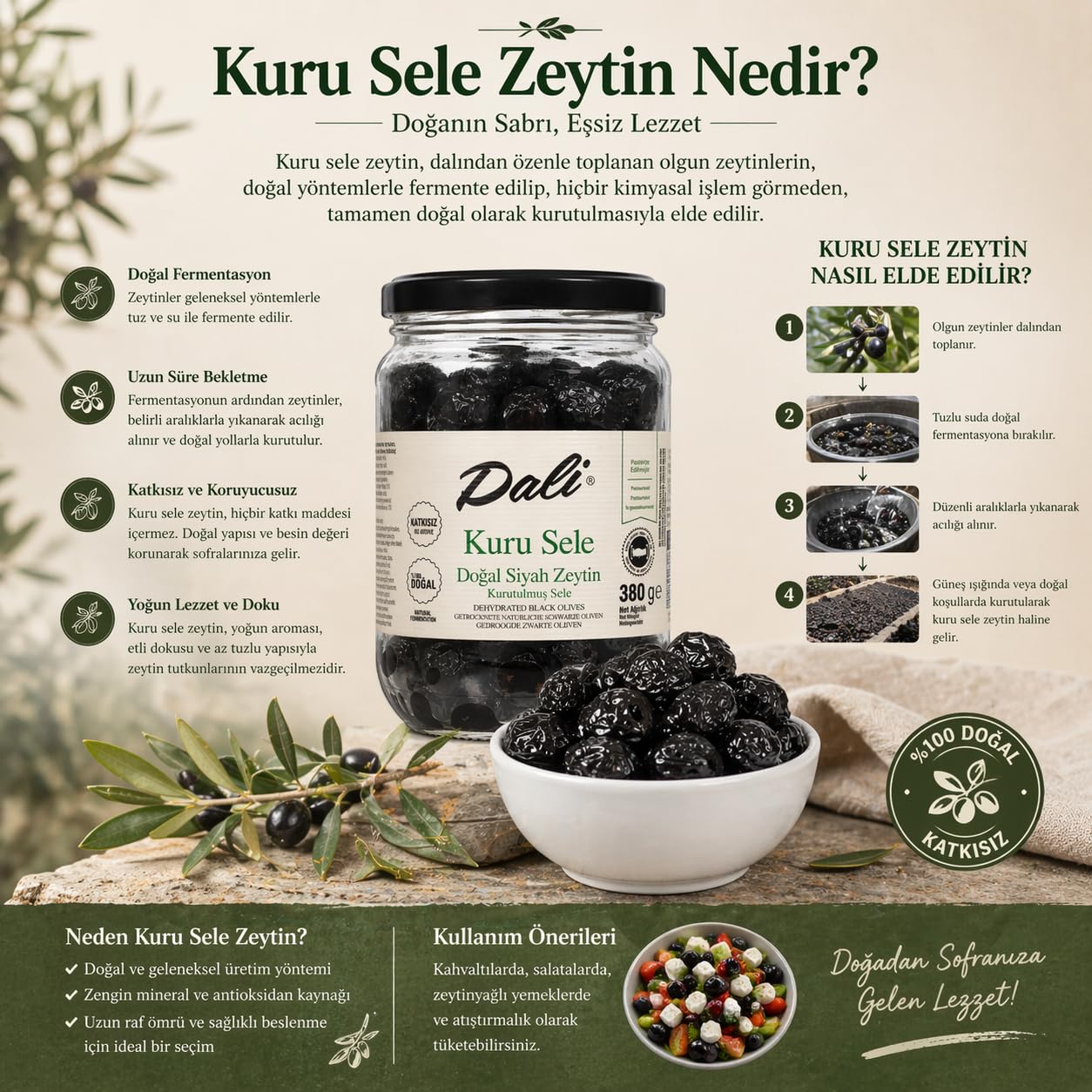 Dali Kuru Sele Siyah Zeytin 380 g