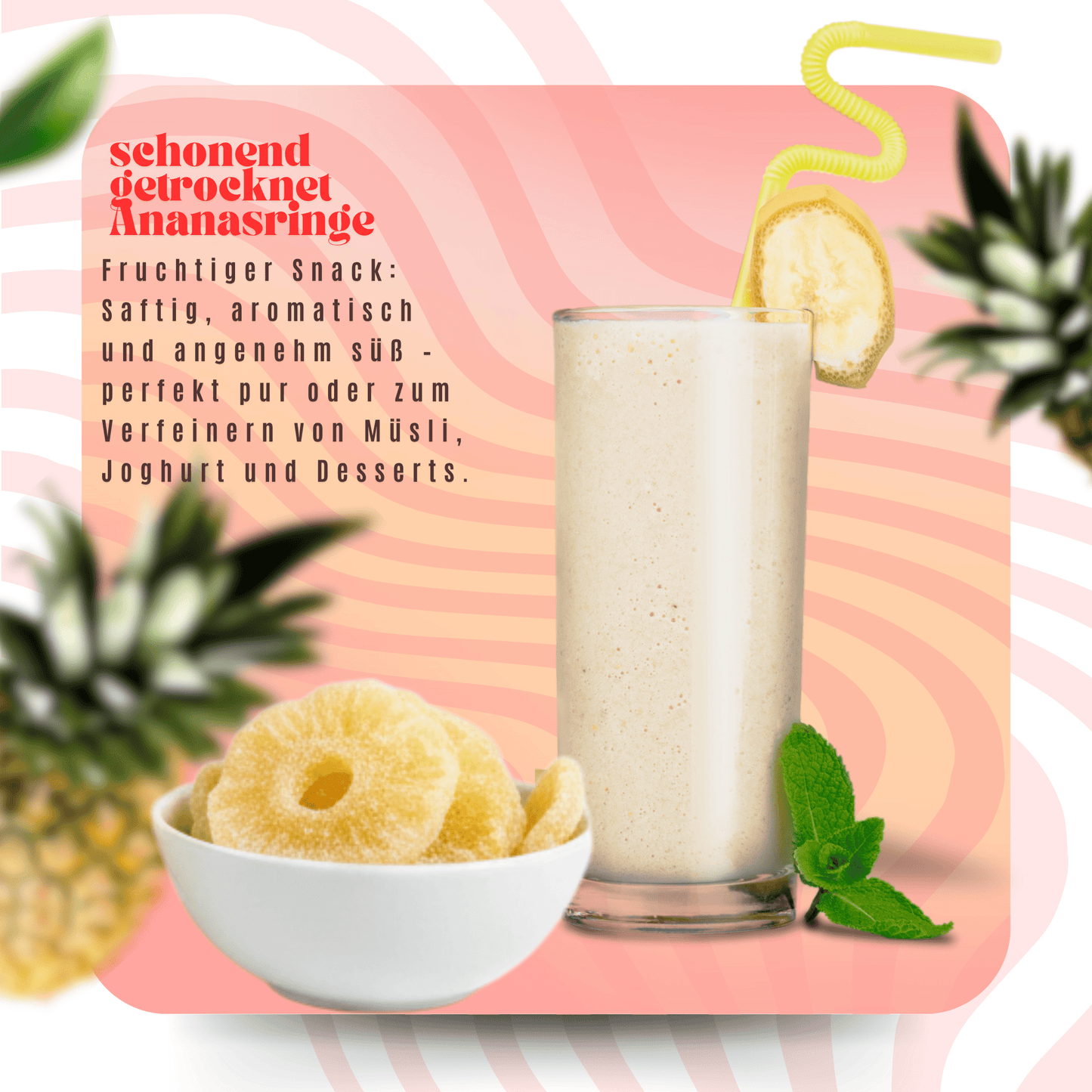 Kandierte Ananas 500g | saftig, fruchtig und aromatisch | schonend getrocknet Ananasringe, ideal als Snack oder Topping (Ananas)