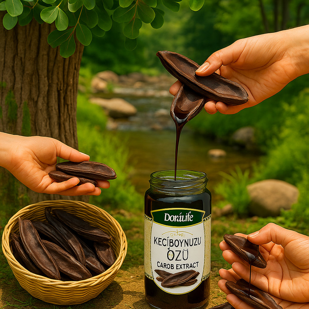 100% Reines Johannisbrot-Extrakt - Sirup 640g – 100% Naturrein, Kaltgepresst, Zuckerfrei, Ohne Zusatzstoffe, Traditionell Hergestellt, Vegane Energiequelle, Carob-Extrakt (Johannisbrot-Extrakt)