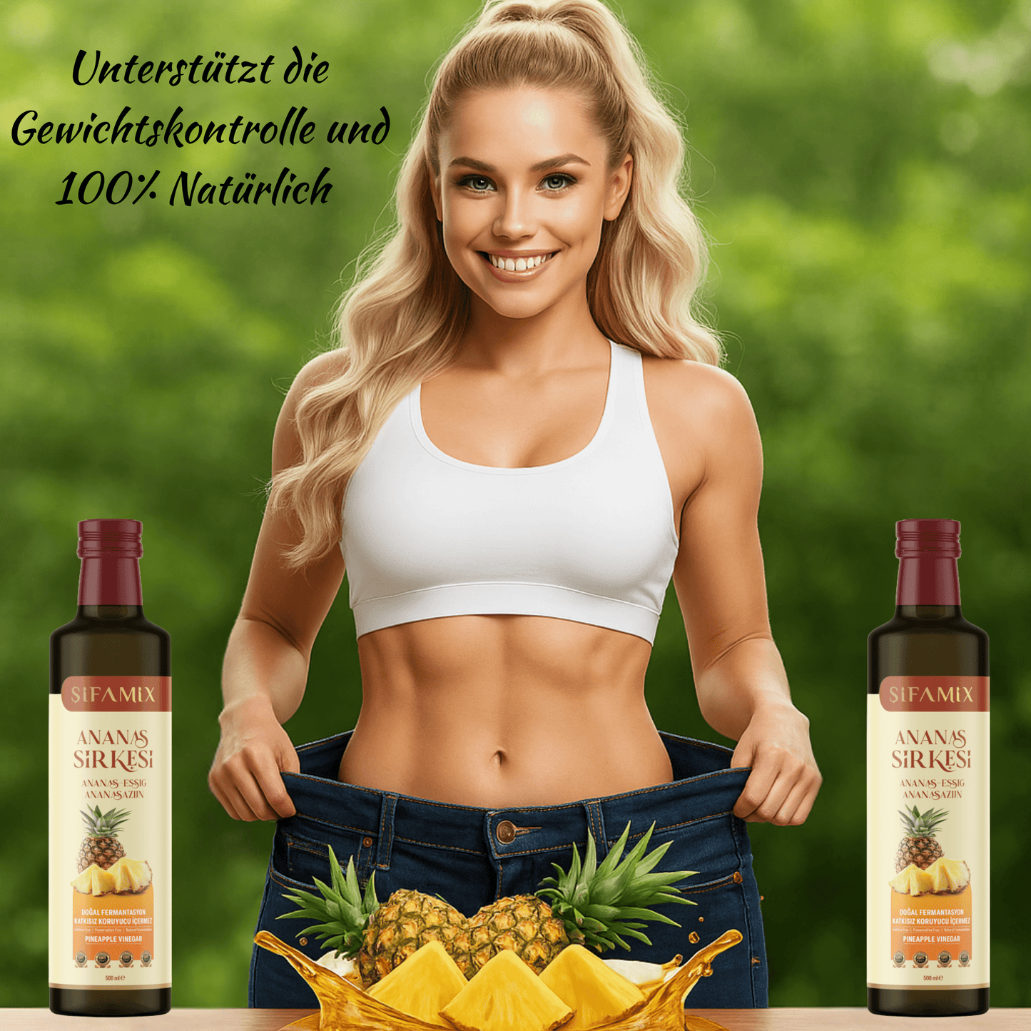 Premium Qualität Ananassessig 500ml – 100% echter Essig aus reifen Ananasfrüchten – ohne jegliche Zusätze – natürliche Fermentation (500 Ml, Ananassessig - Sifamix)