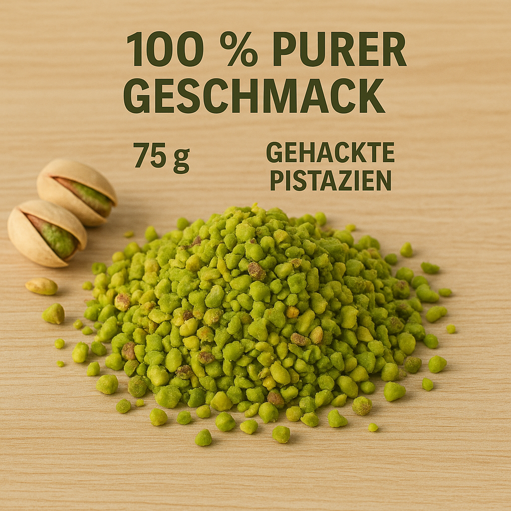 75 gr doğranmış Antep fıstığı, tekrar kapatılabilir cam kavanozda – Gaziantep, Türkiye – Aromatik, Doğal, Premium Kalite – Katkı Maddesi Yok
