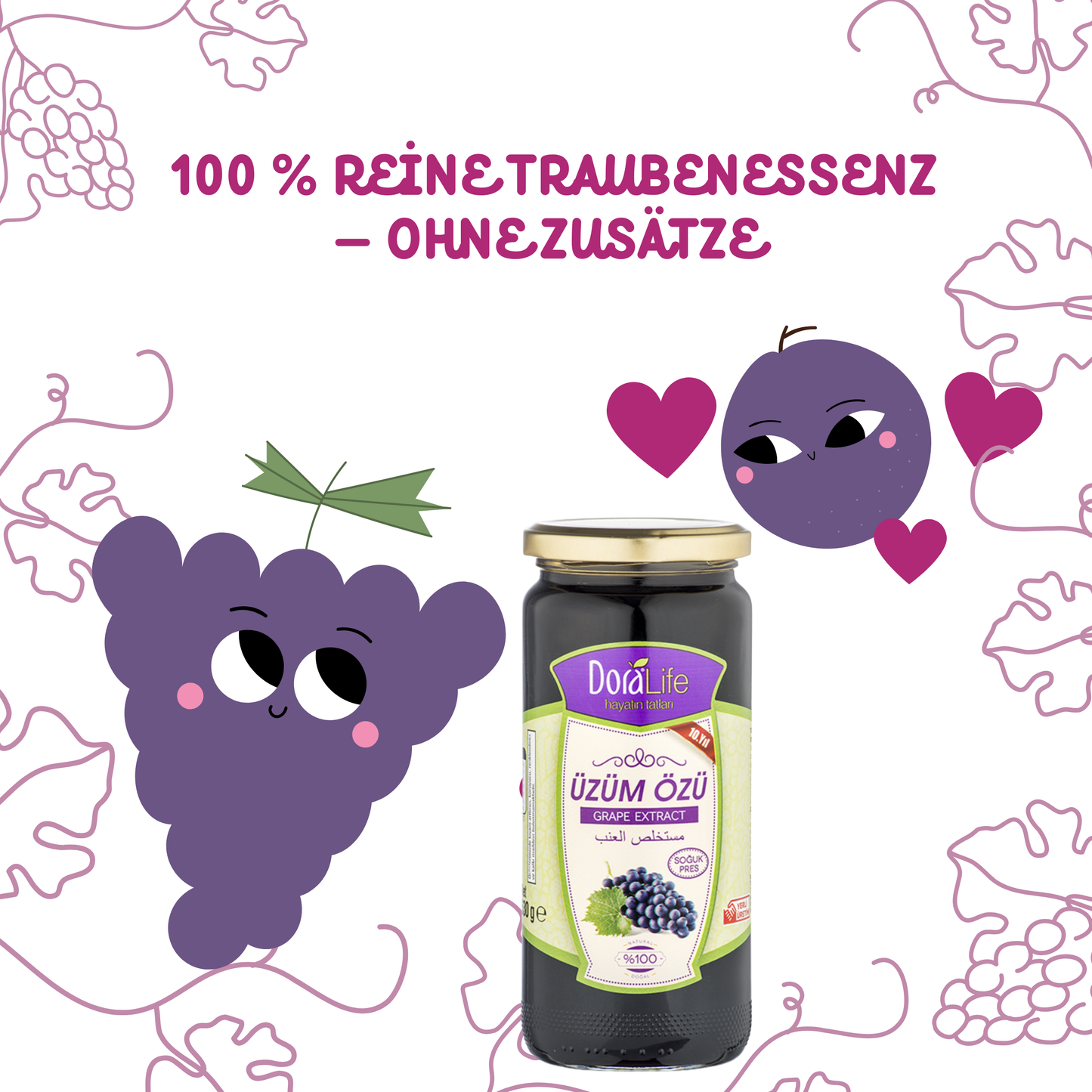 100% Reines Traubenextrakt, Üzüm Pekmez, Sirup 640g – 100% Naturrein, Kaltgepresst, Zuckerfrei, Ohne Zusatzstoffe, Traditionell Hergestellt, grape extract (Traubenextrakt)