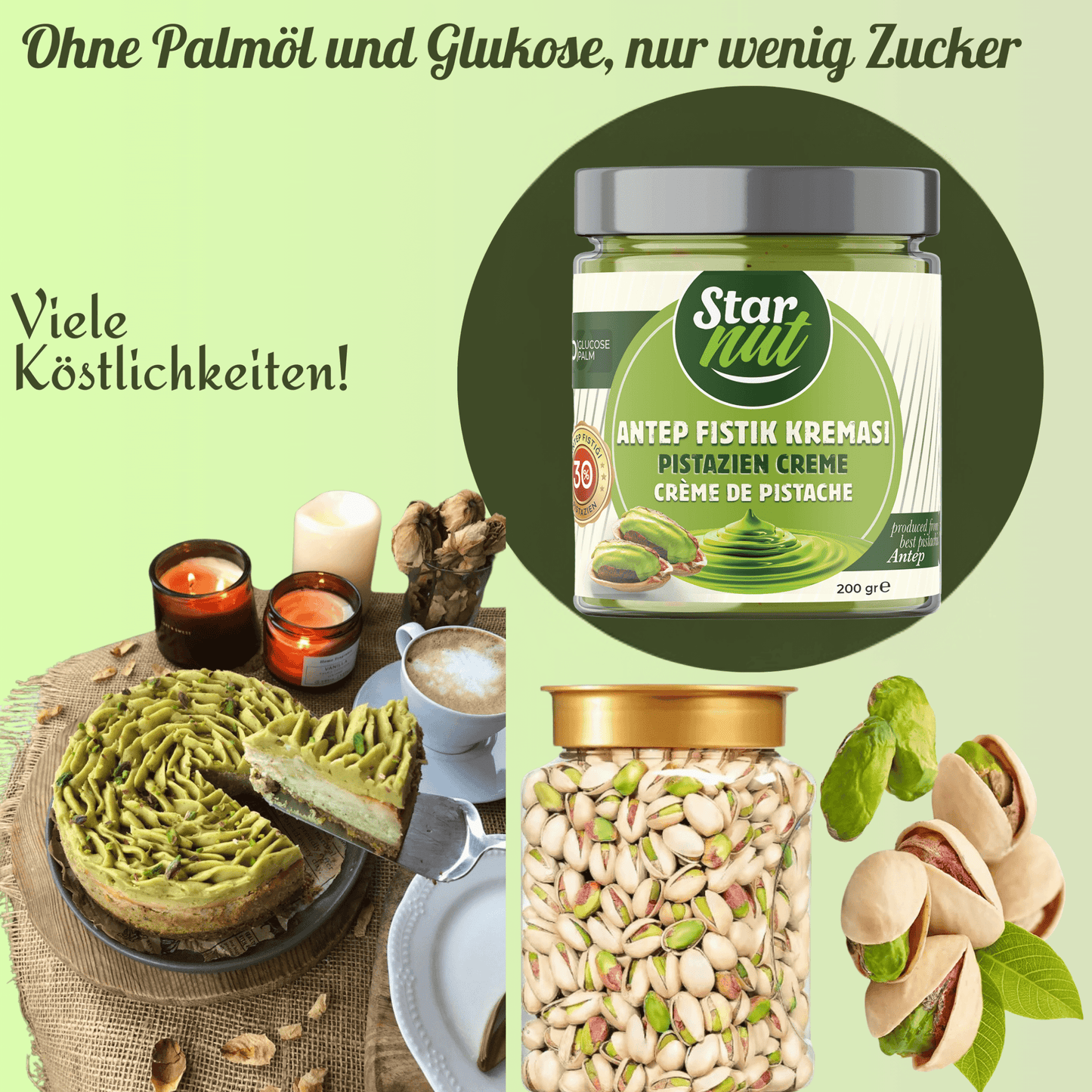 Natural pistachio cream made from premium pistachios | 200 g | For viral Dubai chocolate and all dishes | Pistachio paste | Pistachio butter | Palm oil and glucose free, contains 30% pistachios