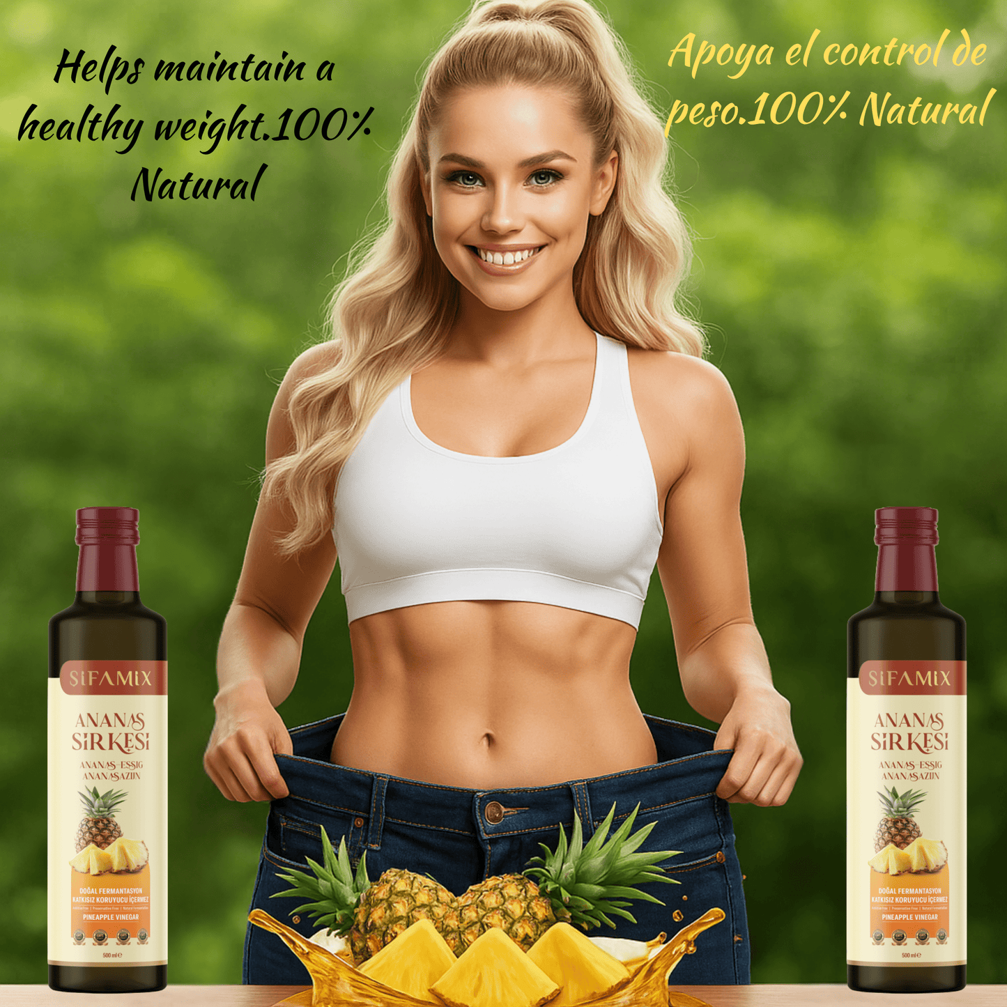 Premium Qualität Ananassessig 500ml – 100% echter Essig aus reifen Ananasfrüchten – ohne jegliche Zusätze – natürliche Fermentation (500 Ml, Ananassessig - Sifamix)