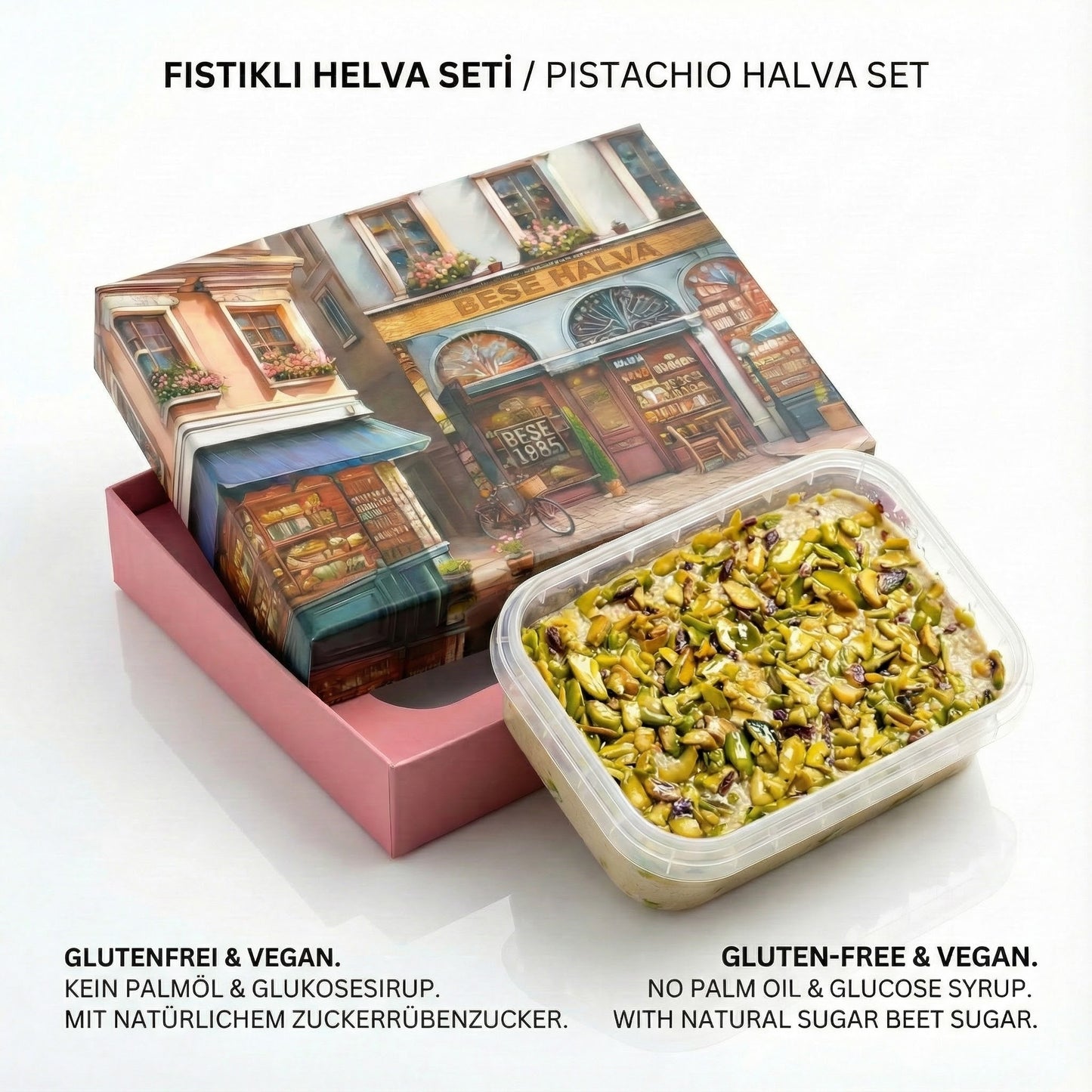 Delicious halva from Turkey 350g – Tahini halva – 52% sesame paste – Gluten-free – No glucose syrup, palm oil &amp; artificial sweeteners – Halva (Gift bag – Pistachios) 