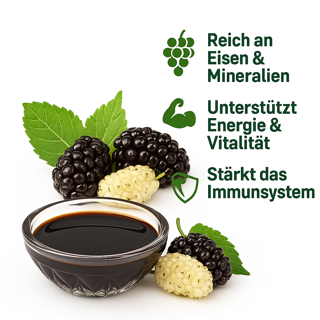 100% Reines Maulbeerextrakt - Sirup 640g – 100% Naturrein, Kaltgepresst, Zuckerfrei, Ohne Zusatzstoffe, Traditionell Hergestellt, Vegane Energiequelle, Maulbeer-Extrakt (Maulbeer-Extrakt)
