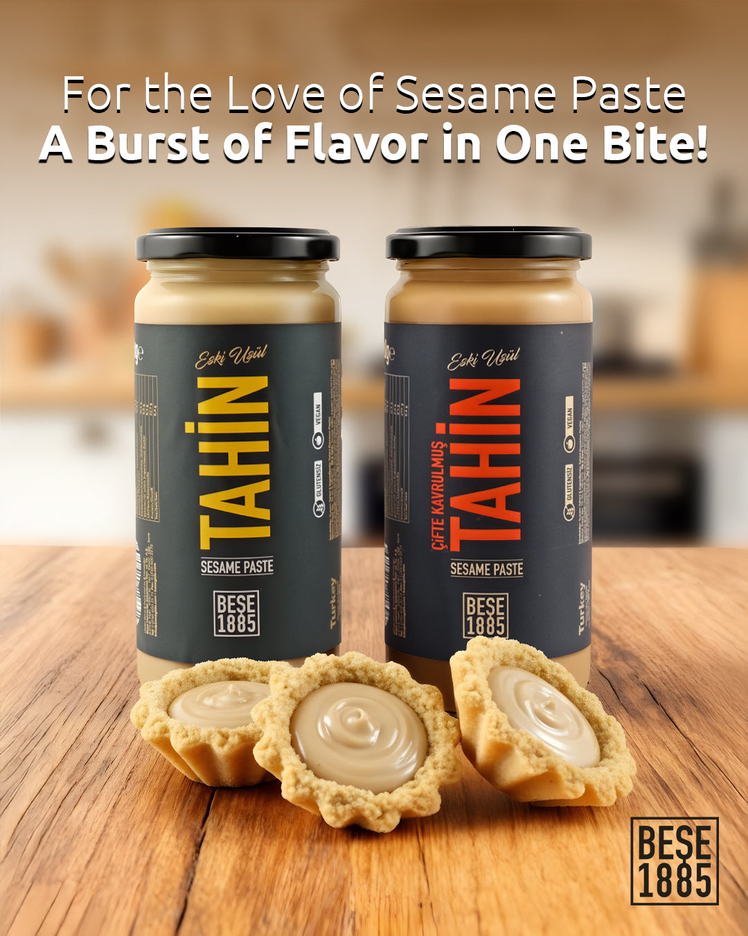 Traditionelle türkische Tahin-Sesampaste im Glas – Tahini Einfach oder Doppelt Geröstet – Reine Zutaten Ohne Zusatzstoffe – Herstellung nach überlieferten Methoden seit 1885 (230 g, Doppelt geröstet)