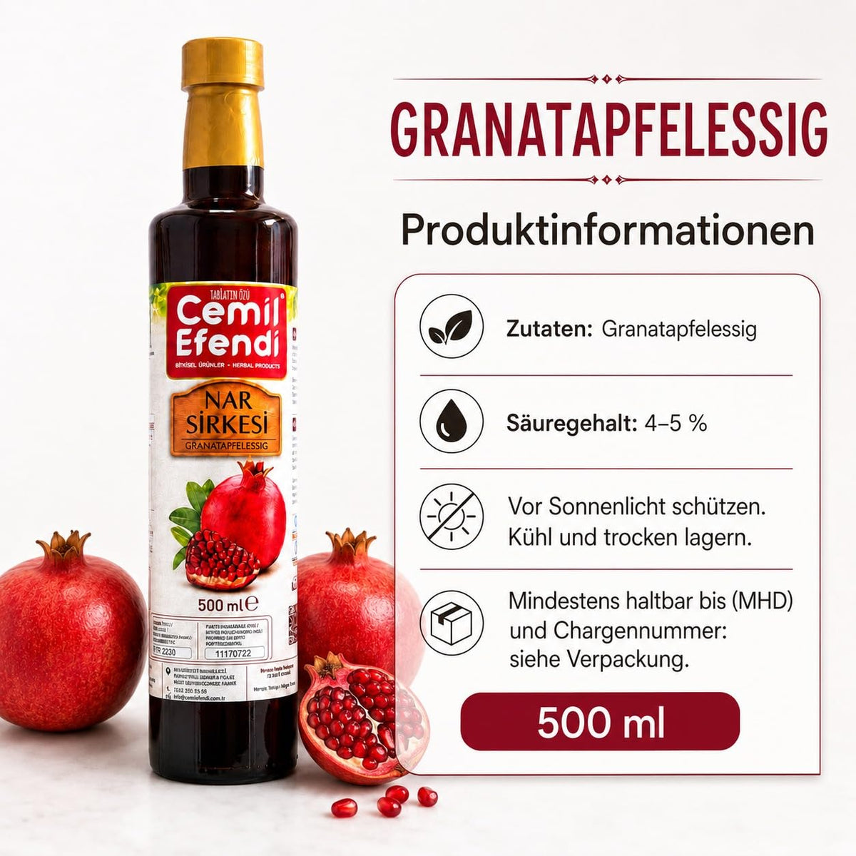 Cemil Efendi Nar Sirkesi 500 ml