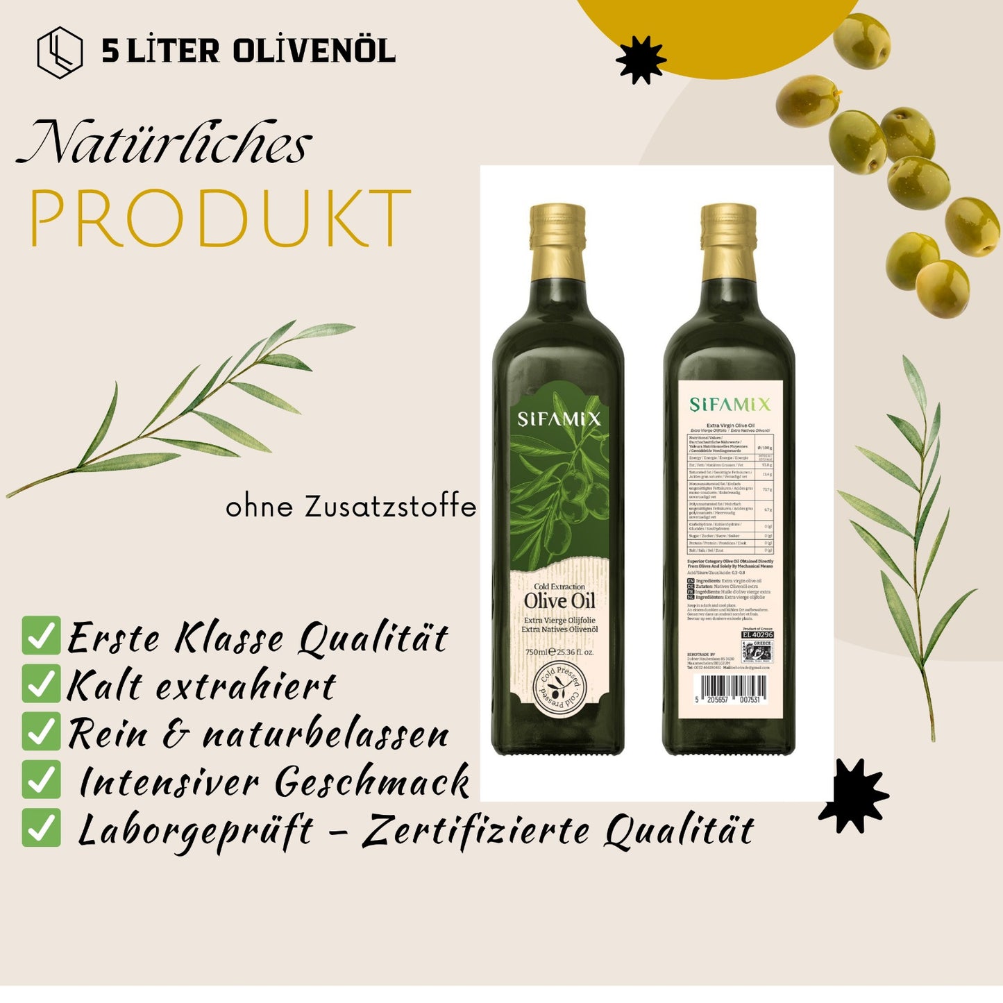 Sifamix Natives Olivenöl Extra aus Kreta 750 ml