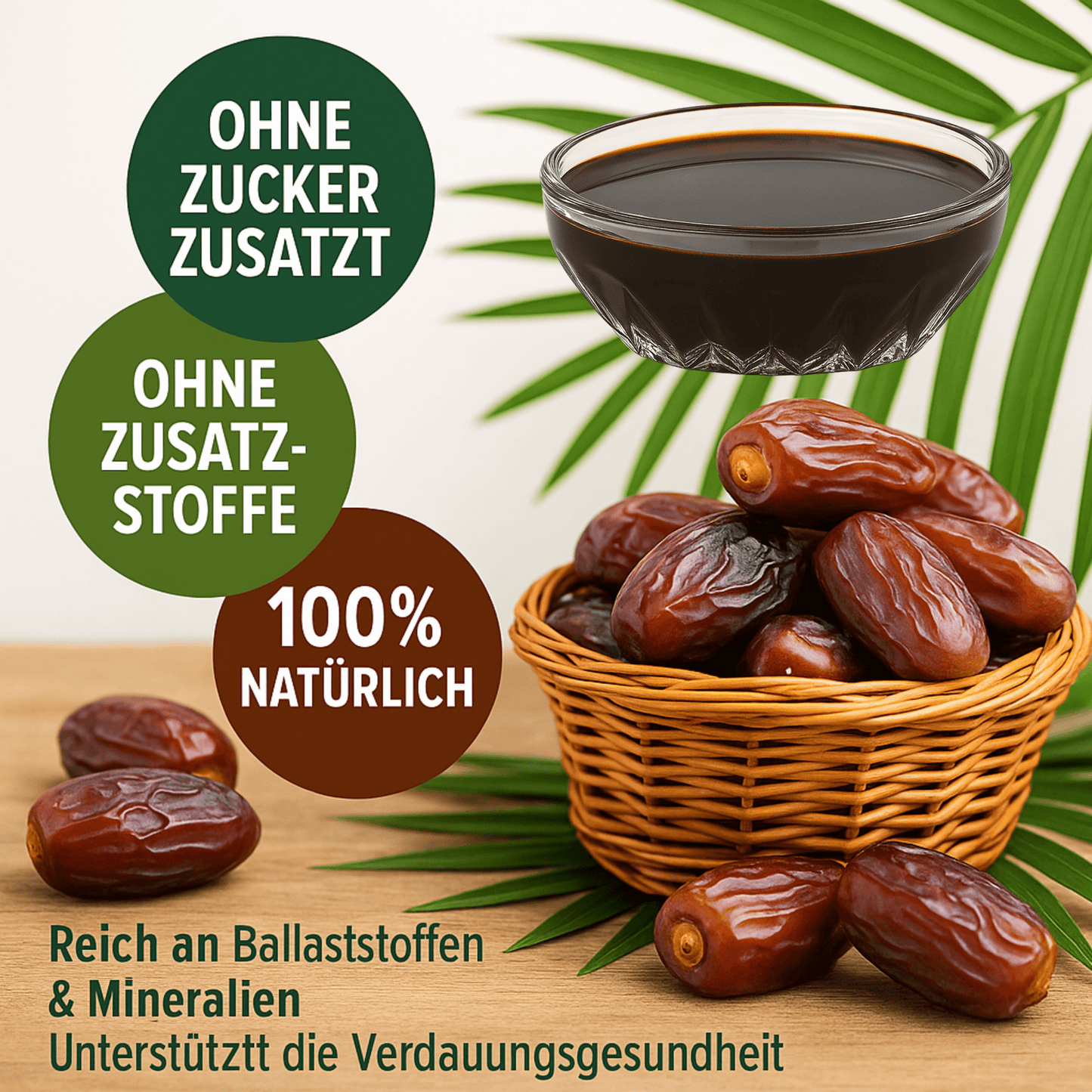 100% Reines Dattelsextrakt - Sirup 640g – 100% Naturrein, Kaltgepresst, Zuckerfrei, Ohne Zusatzstoffe, Traditionell Hergestellt, Vegane Energiequelle, Dattel-Extrakt (Dattel-Extrakt)