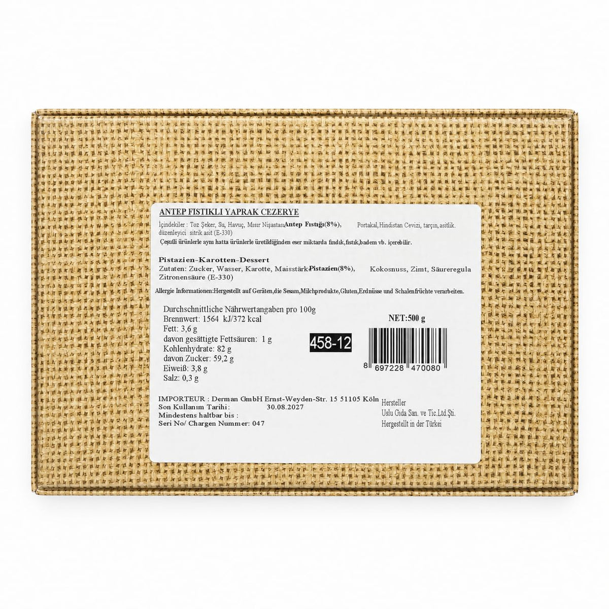 Dermann Fıstıklı Cezerye 500 g