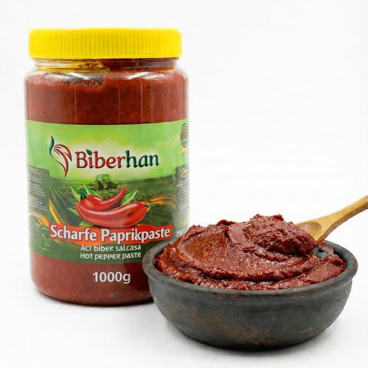 1000g Scharfe Paprikapaste – Intensiv Paprikamark Sonnengereift & 100% Natürlich, Ohne Zusatzstoffe – Aci biber salcasi, aus der UNESCO-Gastronomiestadt Gaziantep, Red Pepper Paste