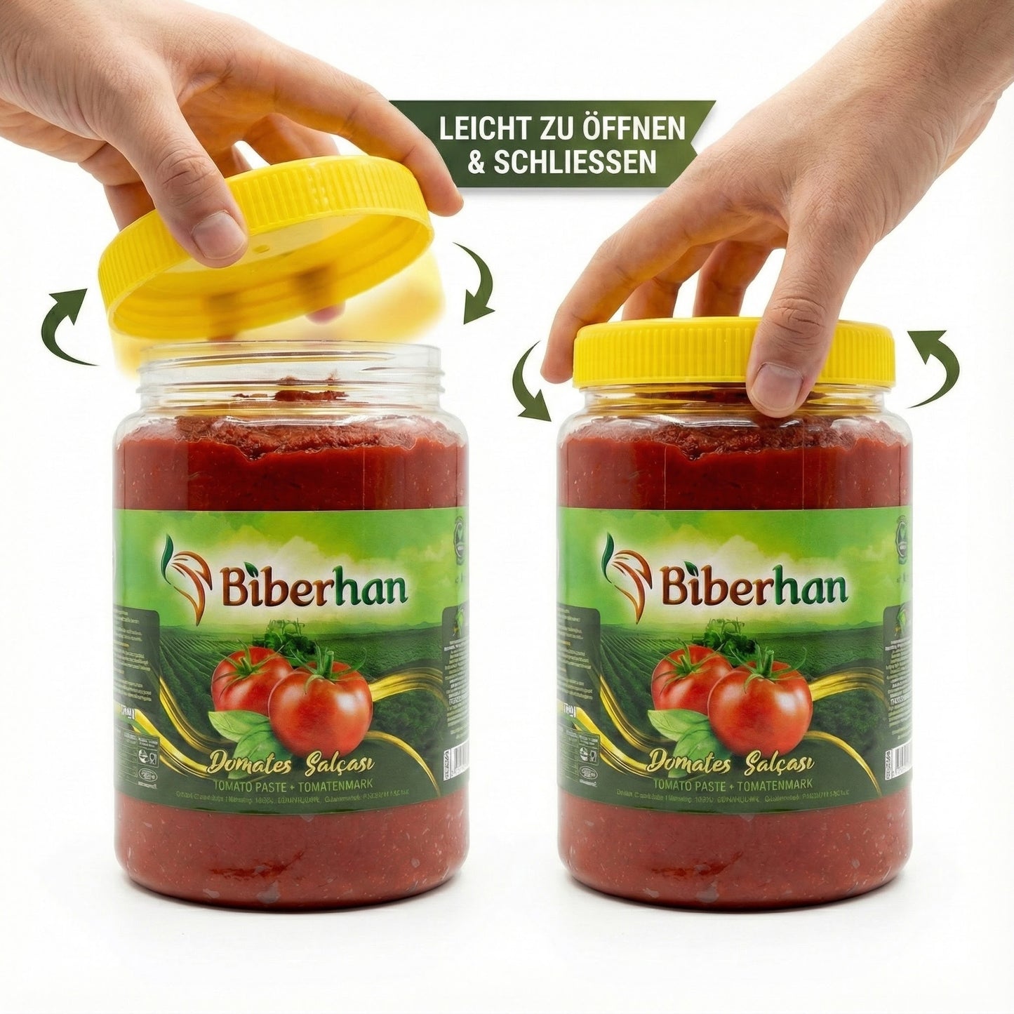1000g Biberhan Premium Tomato Paste – Sun-Ripened &amp; Natural – Produced in Gaziantep, UNESCO City of Gastronomy – Intense Flavor &amp; Rich Consistency (1000g, Tomato Paste) 