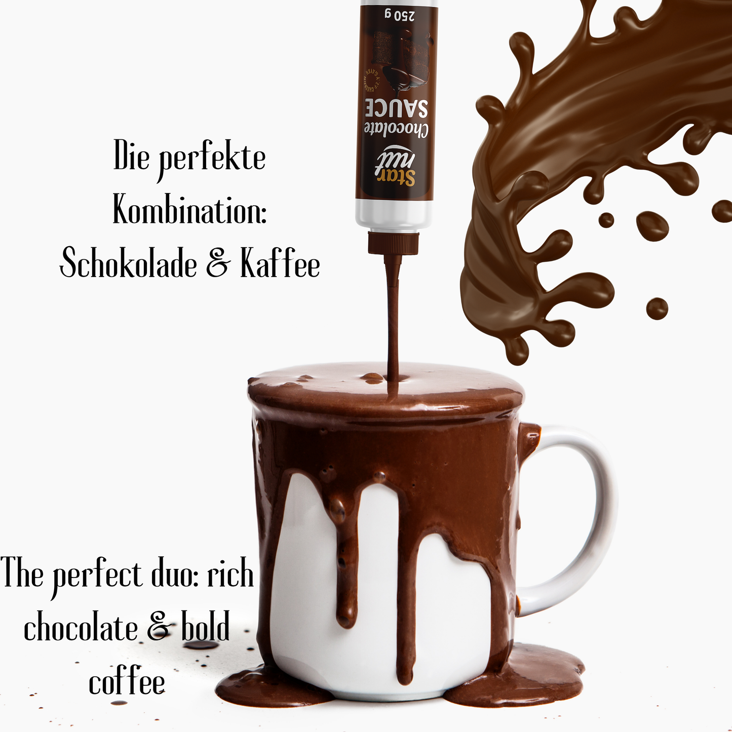 Dessert Sauce Schokolade, Topping 250 g – Premium Qualität – Perfekt als Topping für Eis, Kuchen, Waffeln, Pancakes, Crêpes, Kaffee, Desserts Schoko– Ohne Palmöl & Glukosesirup (250g Schoko Traum)