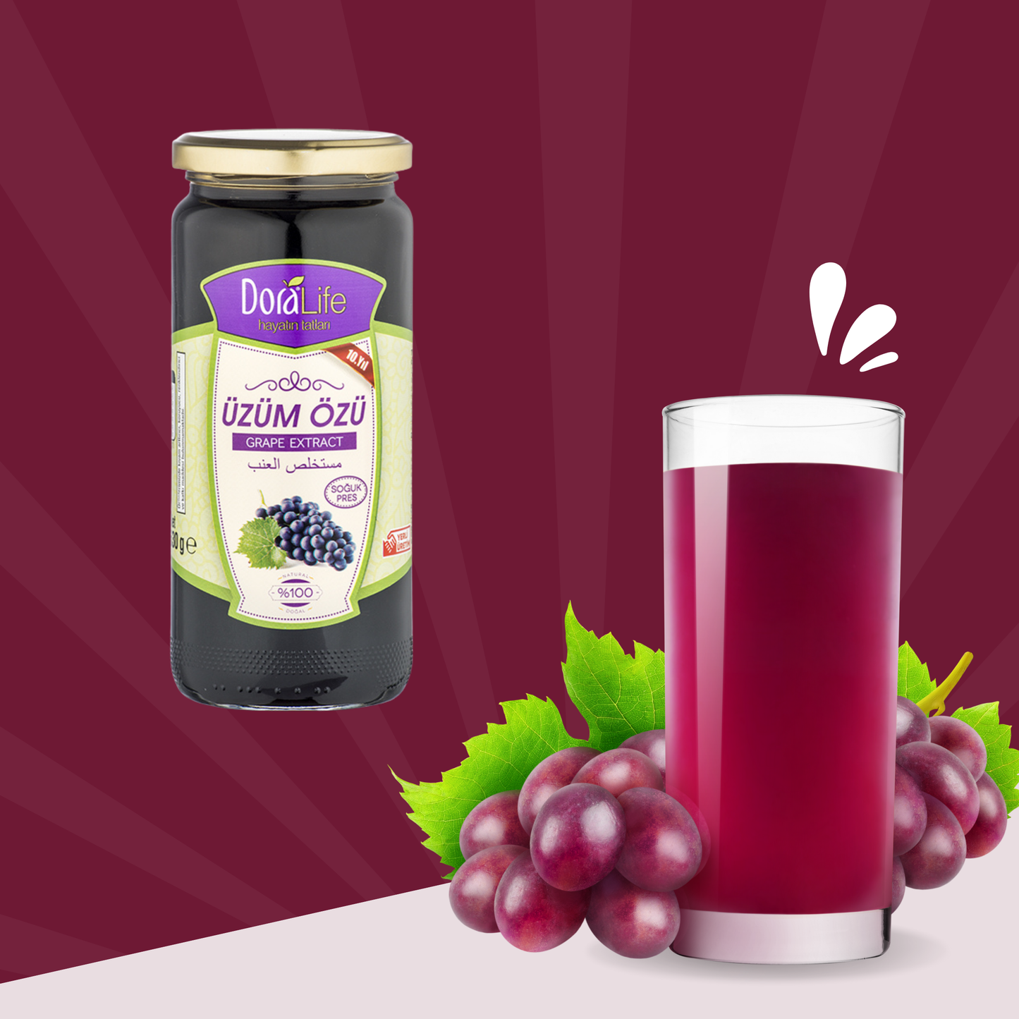 100% Reines Traubenextrakt, Üzüm Pekmez, Sirup 640g – 100% Naturrein, Kaltgepresst, Zuckerfrei, Ohne Zusatzstoffe, Traditionell Hergestellt, grape extract (Traubenextrakt)