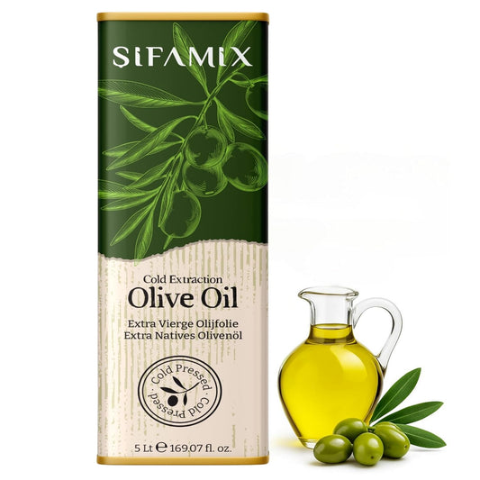 5 L Sifamix Griechisches Natives Olivenöl Extra aus Kreta – Traditionell von Hand geerntet & kaltgepresst direkt nach der Ernte – 100 % Natürlich – In Metallkanister mit Ausgießer im Vintage-Stil