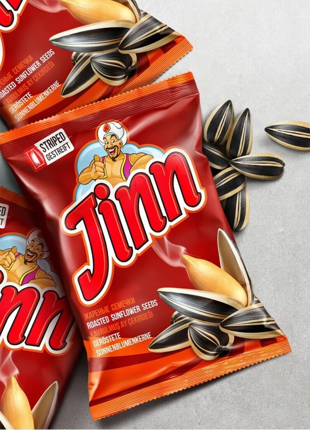 Jinn Geröstete Sonnenblumenkerne mit Schale | Perfekt für Snacks und Pausen | Ohne Zusatzstoffe, Natürlich | 100% Frisch und Knusprig (1 Stück, Ungesalzen)