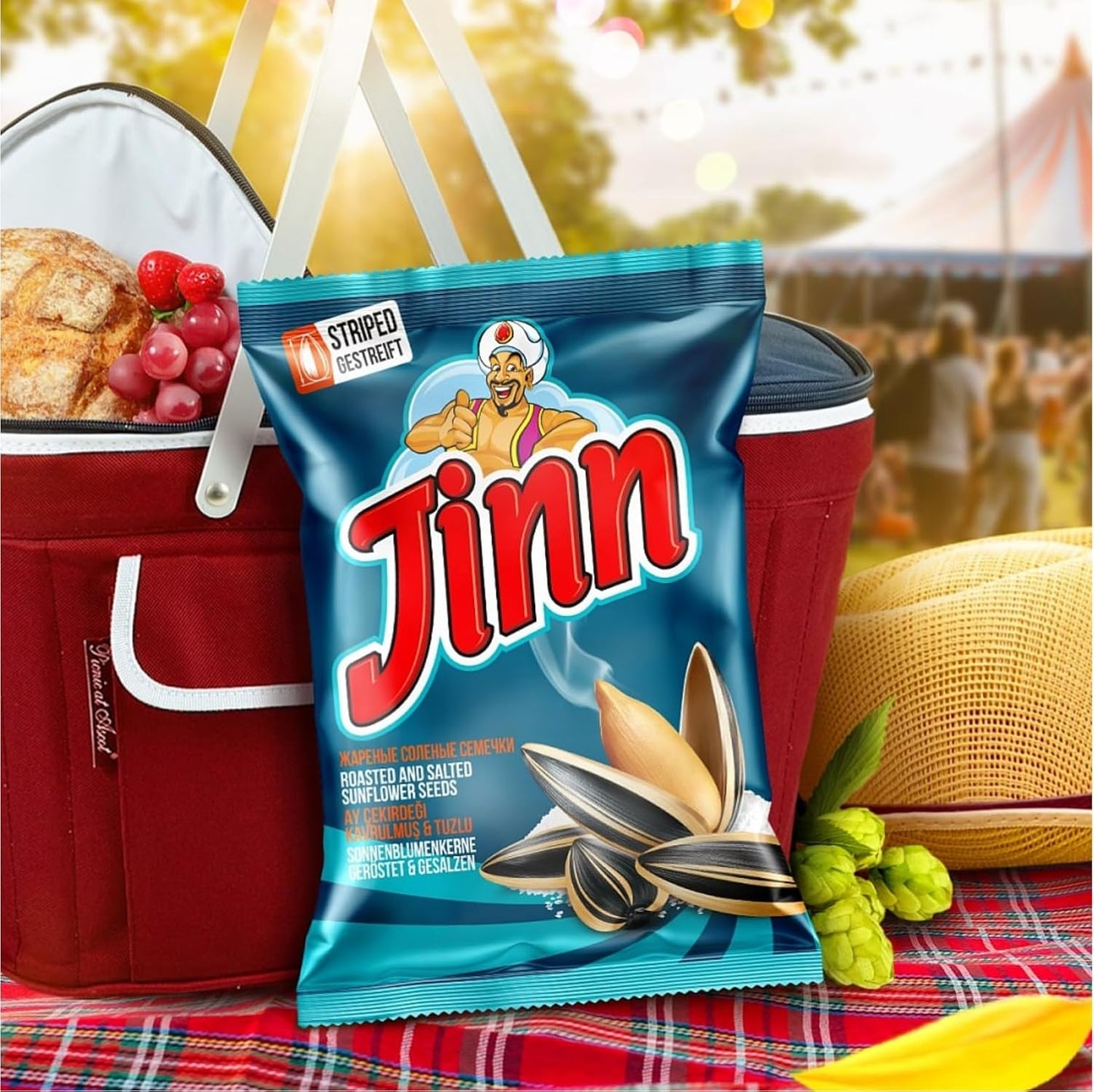 Jinn Geröstete Sonnenblumenkerne mit Schale | Perfekt für Snacks und Pausen | Ohne Zusatzstoffe, Natürlich | 100% Frisch und Knusprig (4 Stück, Gesalzen)