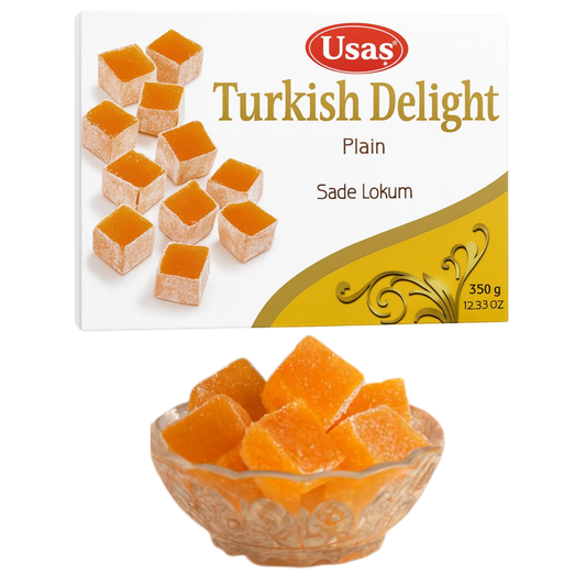 Premium-Qualität Turkish Klassisches Delight, Lokum – 350g – Ohne Palmöl & Glukosesirup –Türkische Süssigkeiten, Traditionelle Süßigkeit aus der Türkei (1 Stück, Klassisches Delight)