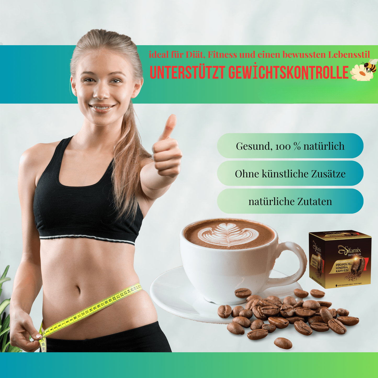 Premium Şifamix Zichorien, Propolis & löslicher Arabica Instant Kaffee zum Gewichtsmanagement | Unterstützt die Gewichtskontrolle und 100% Natürlich | Fit & Vital, Sanfter Genuss für Körper