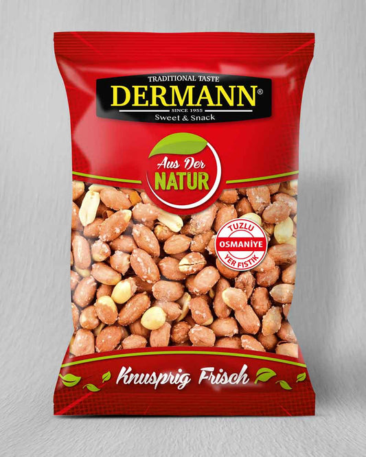 2 Stück × 200 g Erdnüsse mit Schale und Salz, geröstet & gesalzen – Knuspriger Snack für Filmabend & Freunde, Zwischendurch, Party & Büro, Familienfeiern