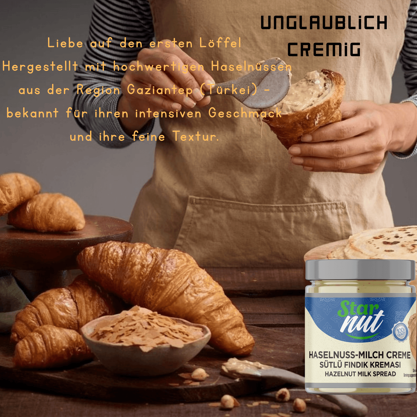 Premium Haselnusscreme 2×200g – Ohne Palmöl & Glukose | Natürlich & Cremig | Haselnusscreme enthält 25% reine Giresun-Haselnüsse