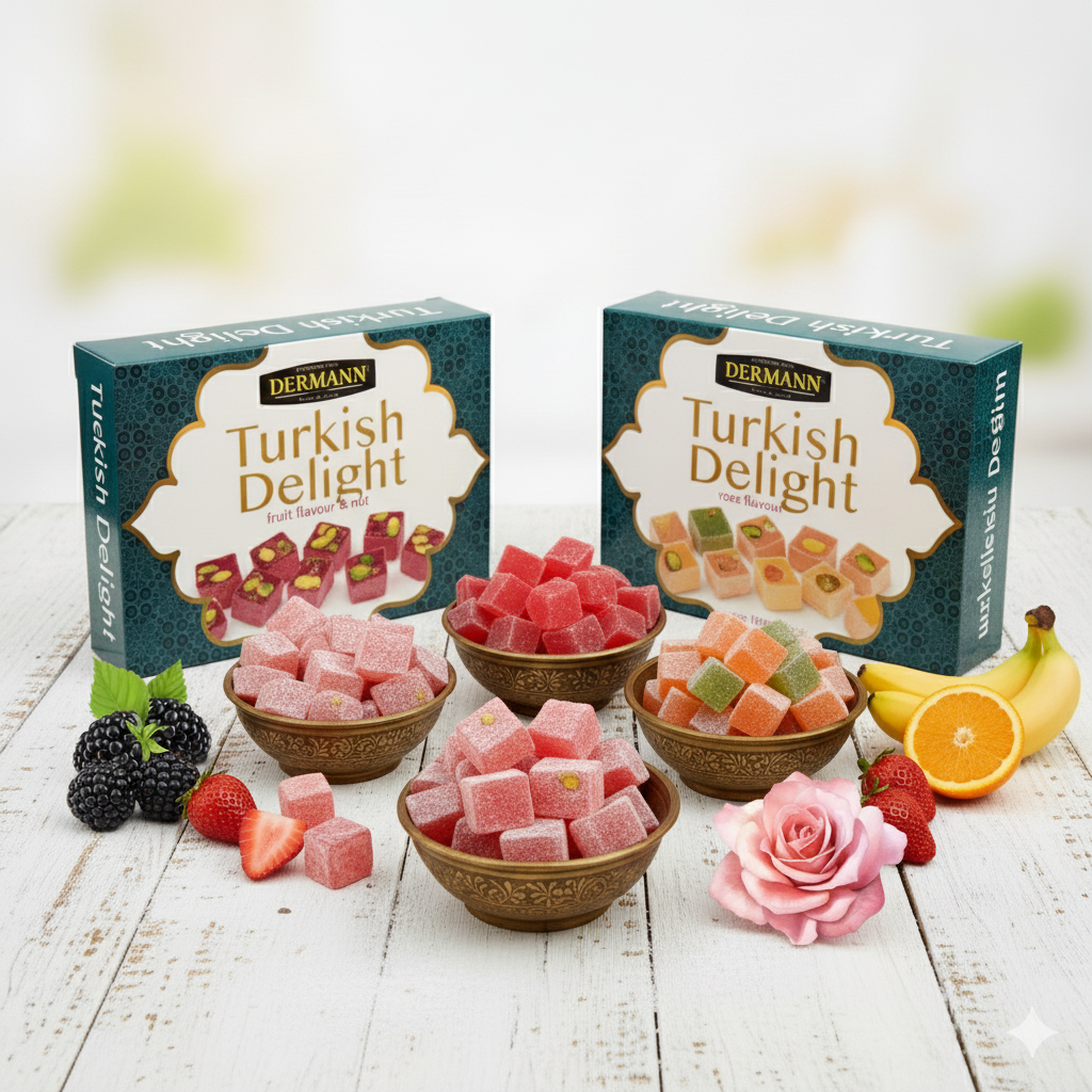 Premium Quality Turkish Delight - Lokum with Rose Flavor - 100g - Delicate &amp; Aromatic - Without Palm Oil &amp; Glucose Syrup - Turkish Sweets, Traditional Sweet from Turkey 
