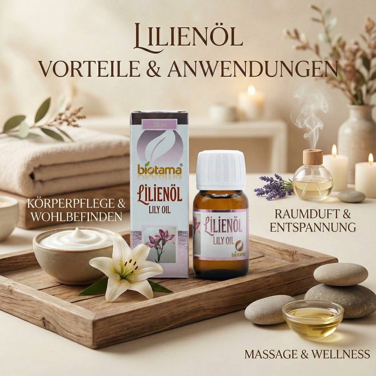 Lily Oil 20 ml – Natural Zambak Yagi with a gentle floral aroma – Ideal for massage, fragrance blends &amp; DIY cosmetics – No additives 