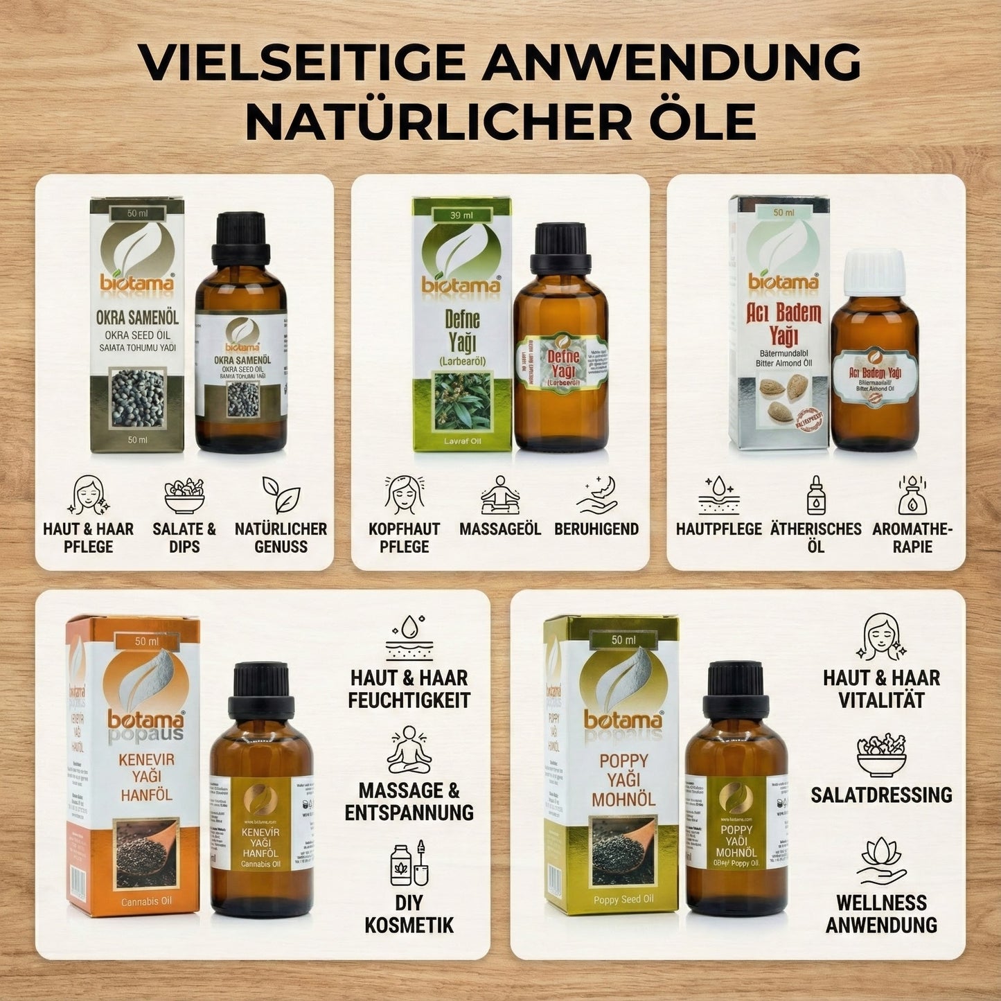 Premium bitter almond oil 50 ml, 100% pure, additive-free, cold-pressed, in a glass bottle, 99% genuine bitter almond oil suitable for massage, skincare, and food use. 