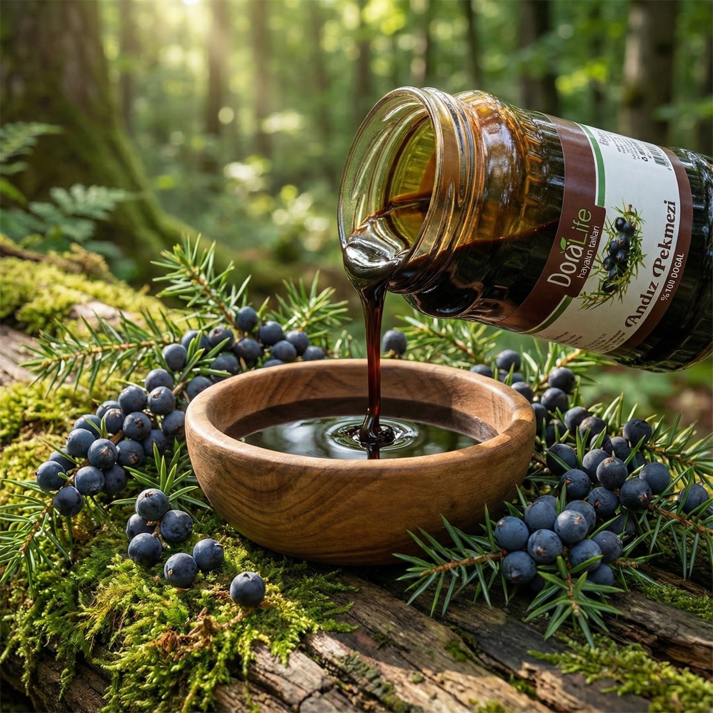 Doralife, 2 × 380 g 100% Reines Wacholderbeeren Extrakt-Andiz Pekmez, Sirup 380g – 100% Naturrein, Kaltgepresst, Zuckerfrei, Ohne Zusatzstoffe, Traditionell Hergestellt (2er Wacholderextrakt)