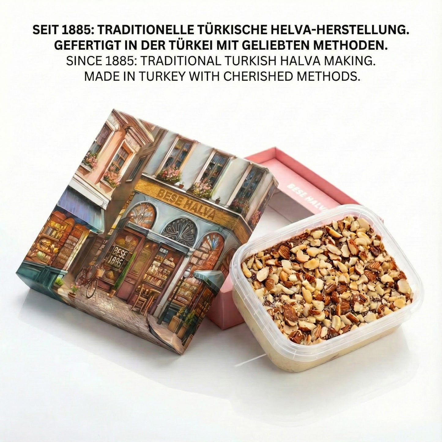 Delicious halva from Turkey 350g – Tahini halva – 52% sesame paste – Gluten-free – No glucose syrup, palm oil &amp; artificial sweeteners – Halva (Gift bag – Chocolate &amp; almonds) 