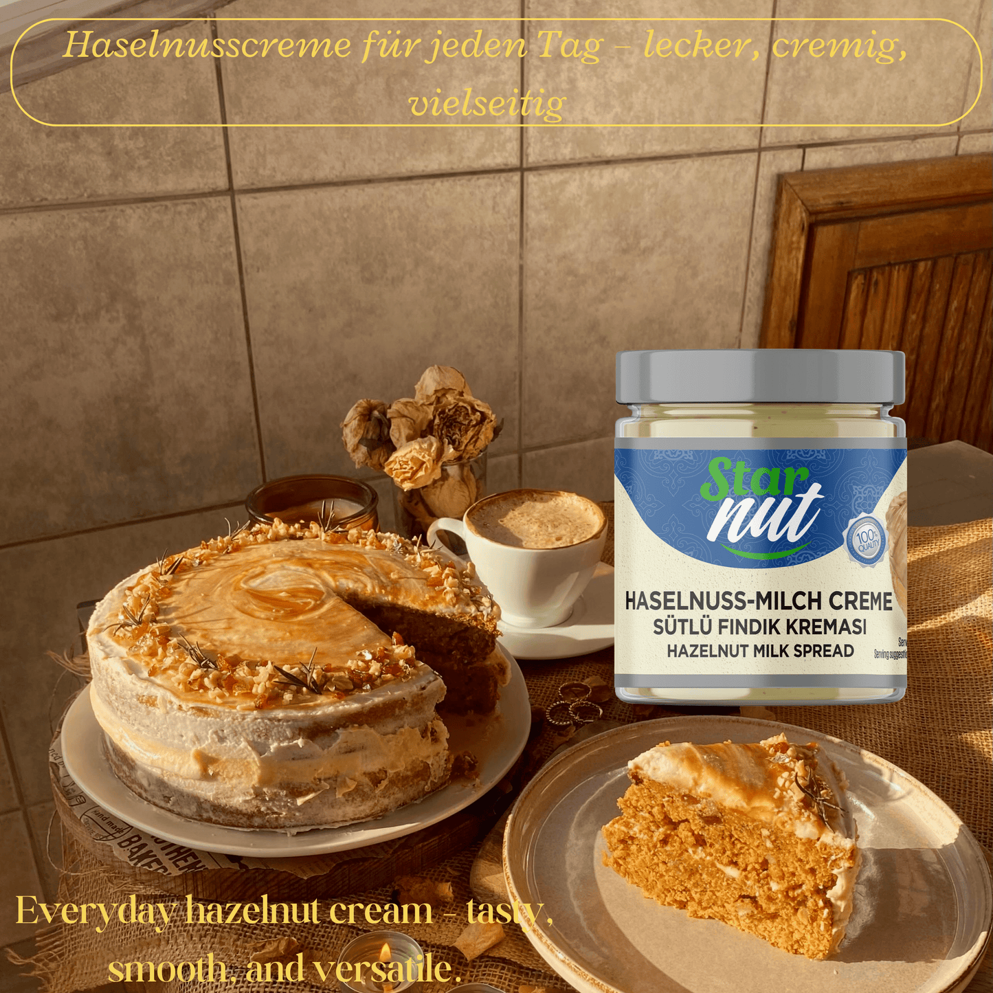 Premium Haselnusscreme 2×200g – Ohne Palmöl & Glukose | Natürlich & Cremig | Haselnusscreme enthält 25% reine Giresun-Haselnüsse